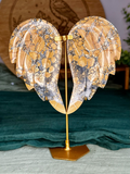 Large Yellow Maligano Jasper Angel Wings on Stand