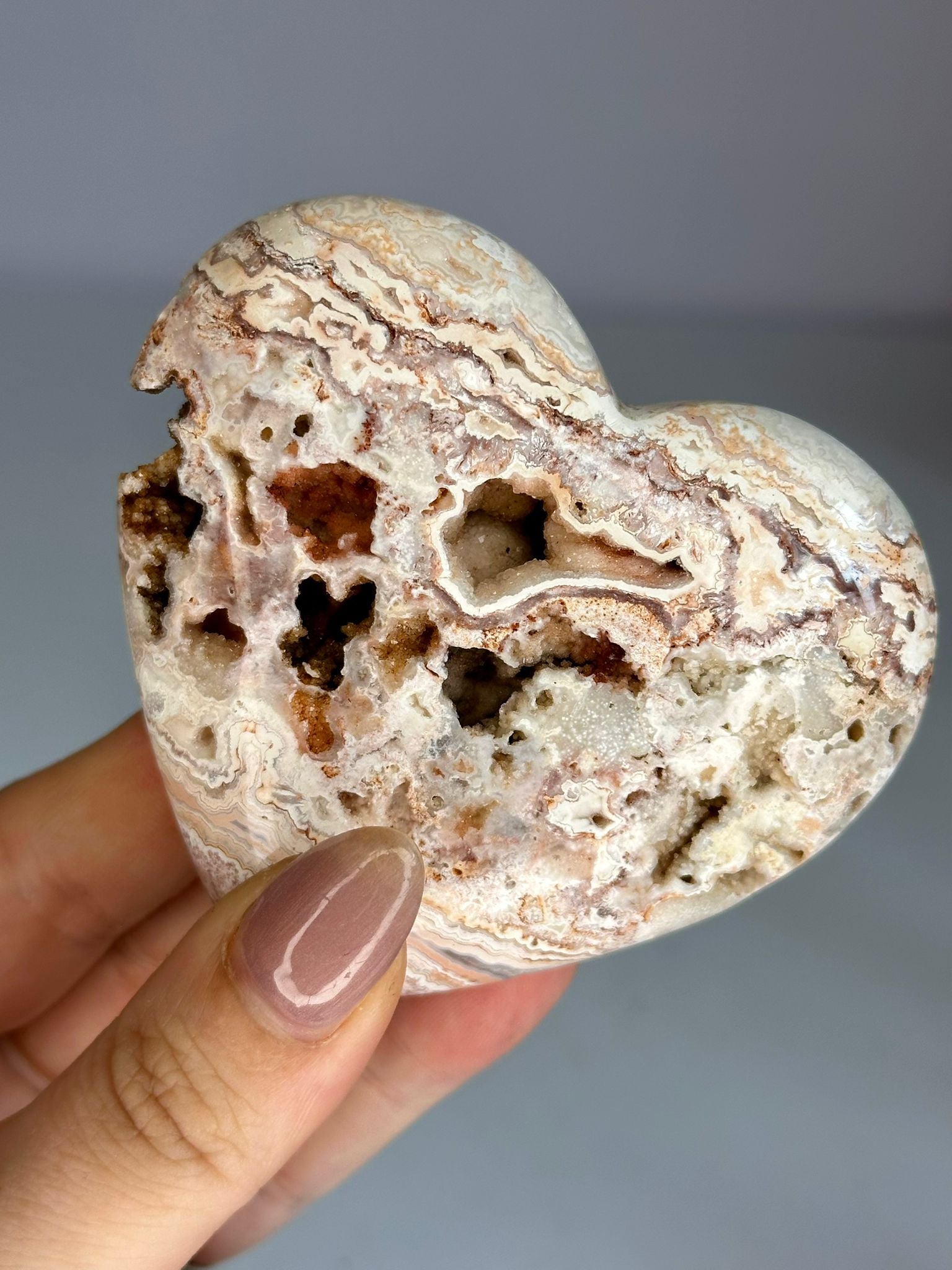 Druzy Mexican Lace Agate Heart