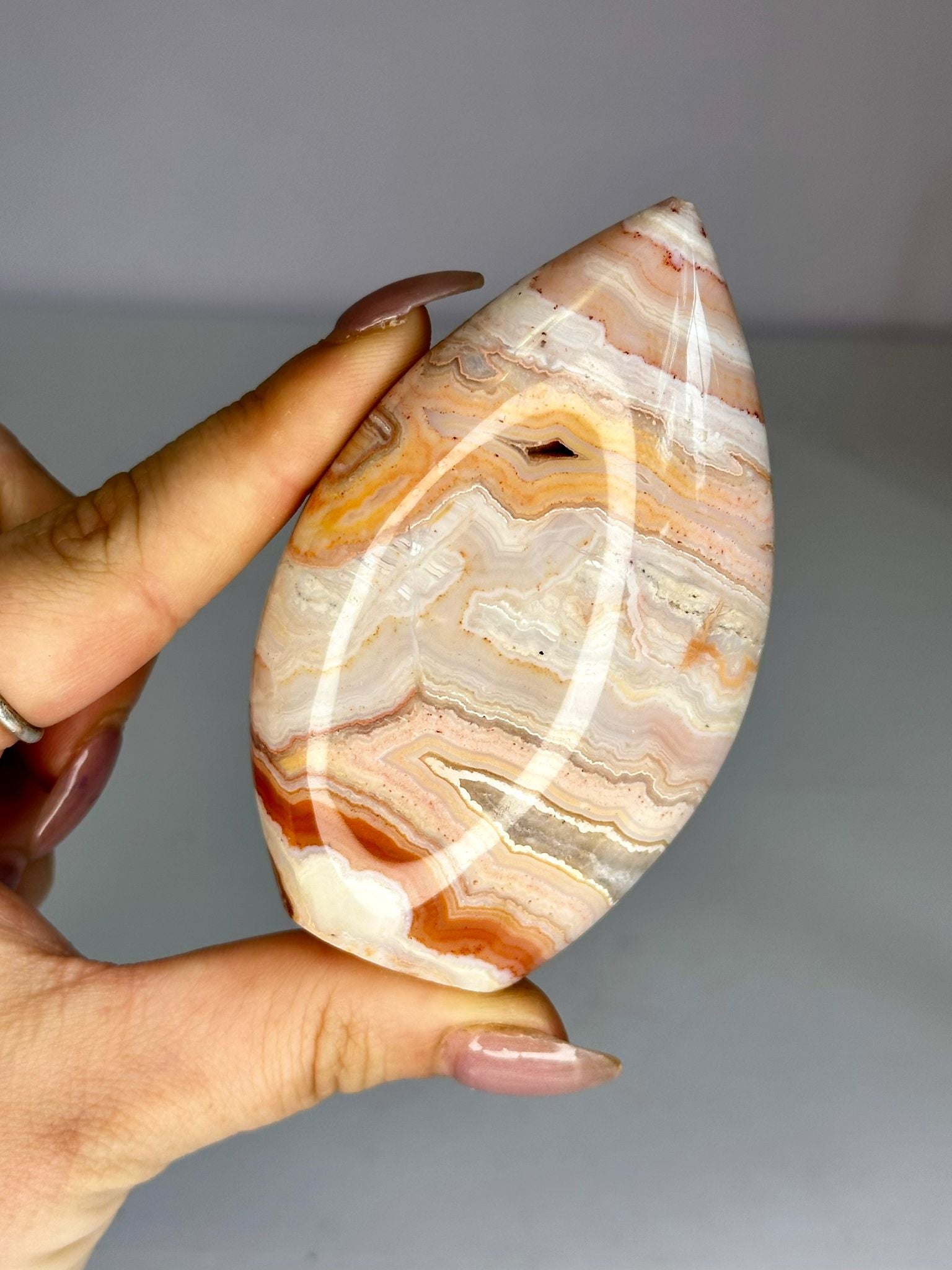 Pink Crazy Lace Agate Teardrop
