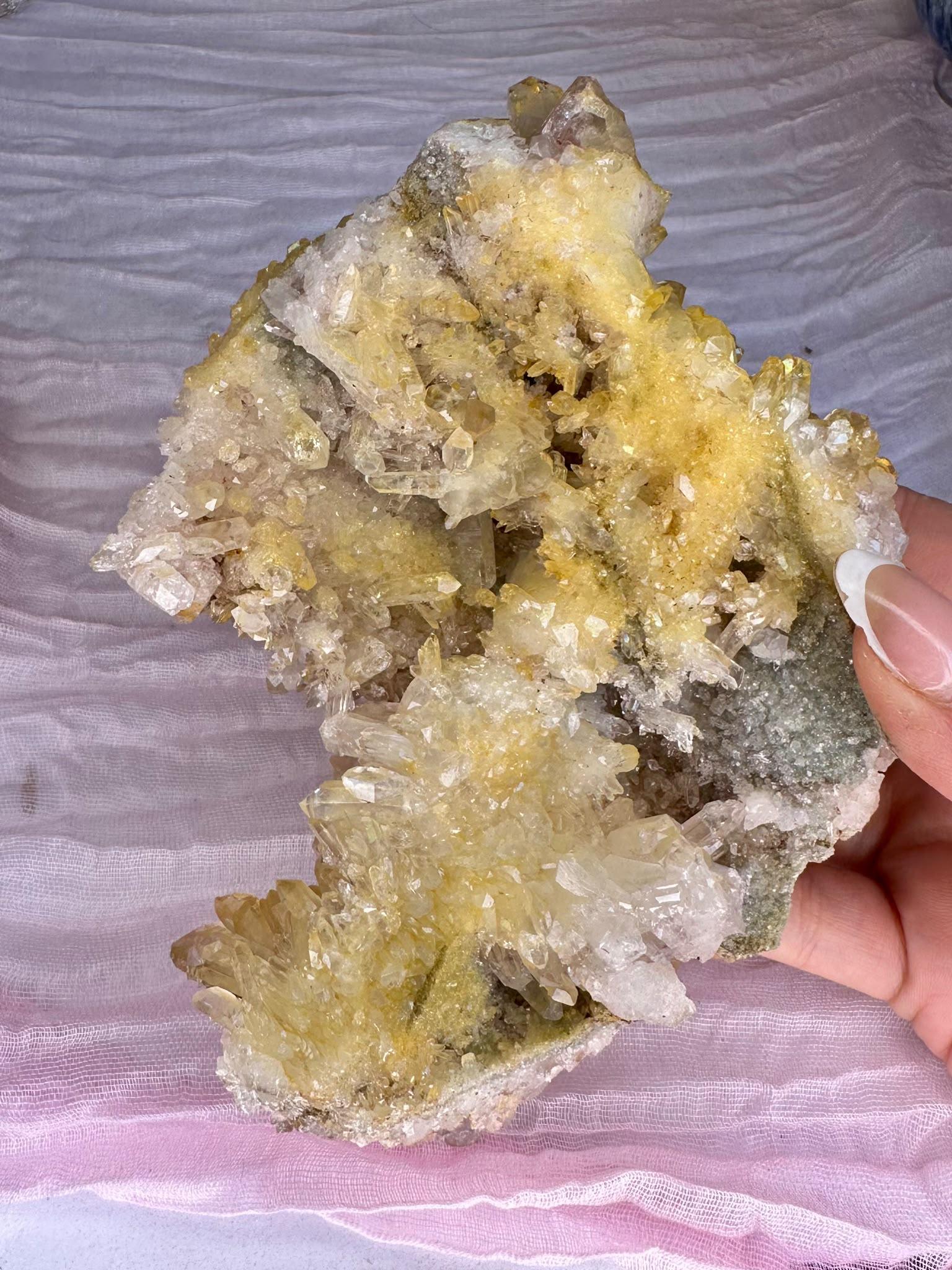 Golden & Pink Lemurian Quartz Cluster - Rare Hand Mined Colombian Collector Specimen #2