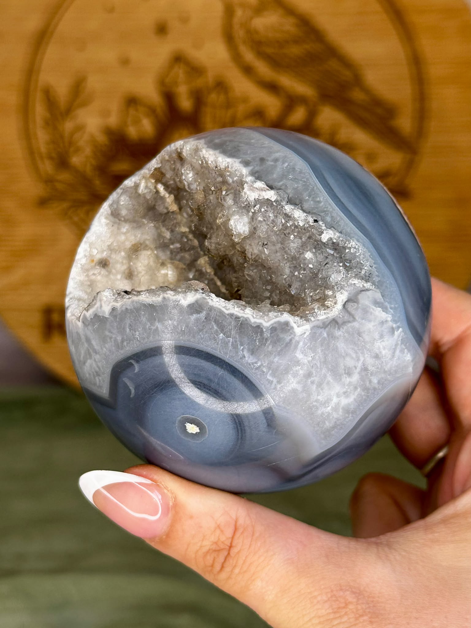 Large Druzy Blue Agate Sphere
