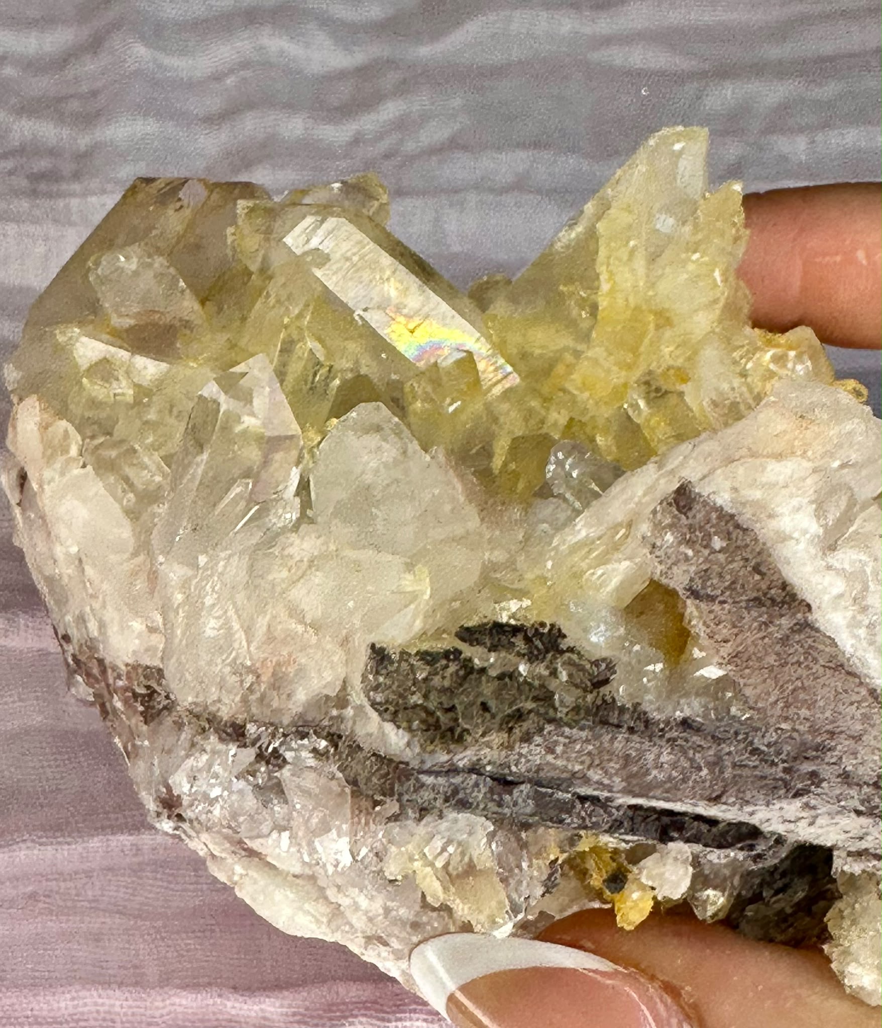 Golden & Pink Lemurian Quartz Cluster - Rare Hand Mined Colombian Collector Specimen #3