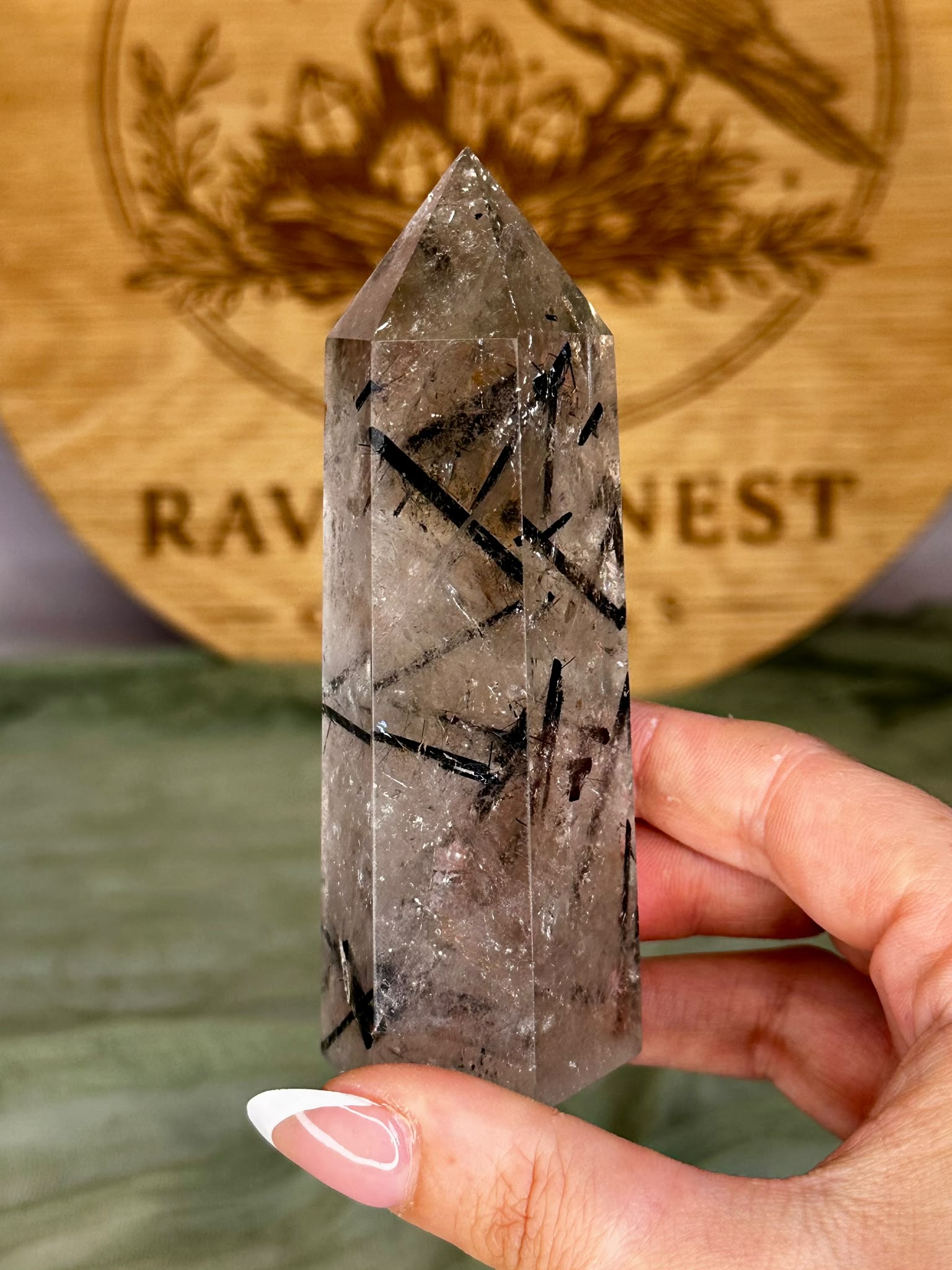 Black Tourmaline in Smoky Quartz Tower