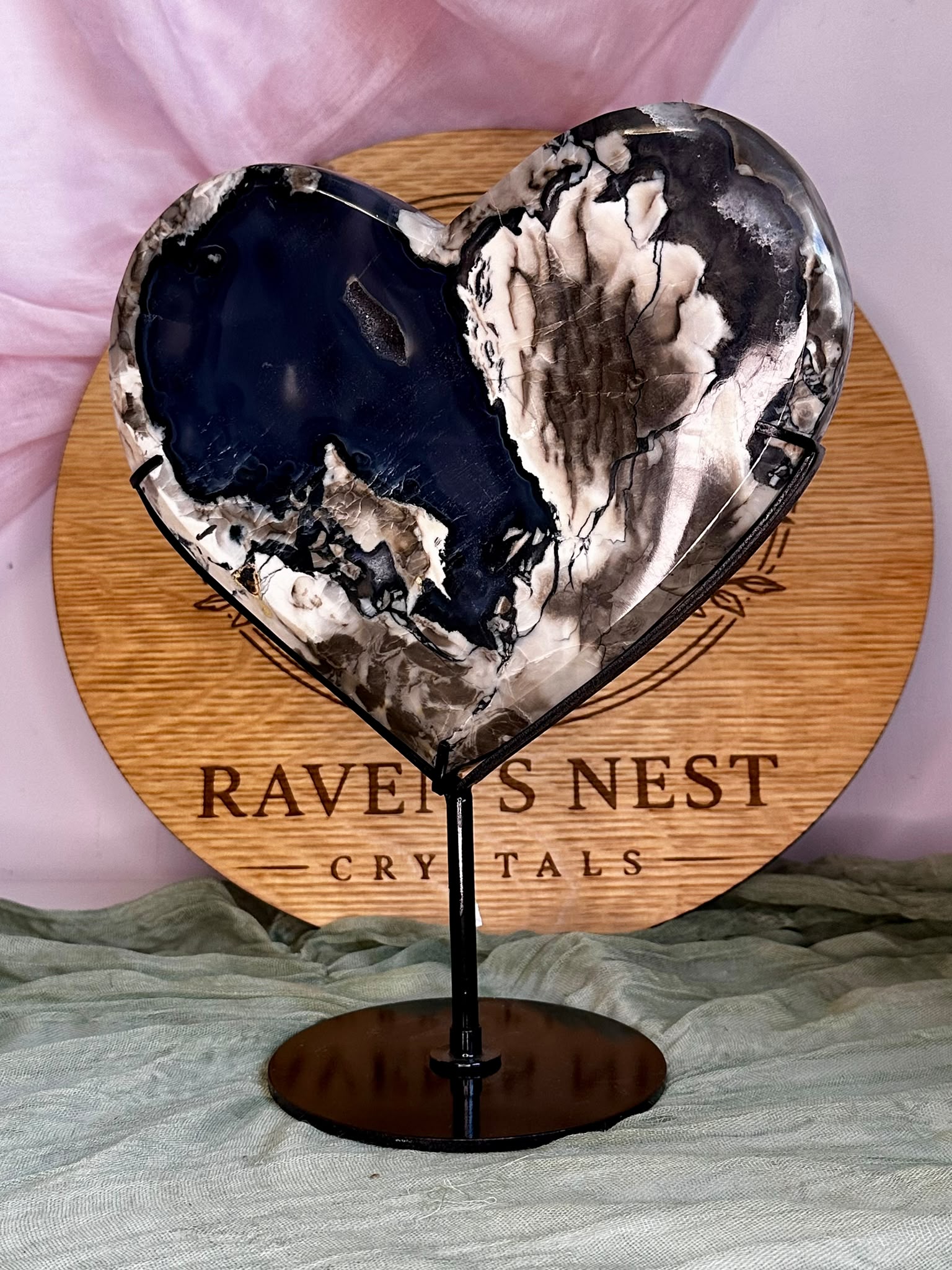 XL Statement Volcano Agate Heart on Custom Stand