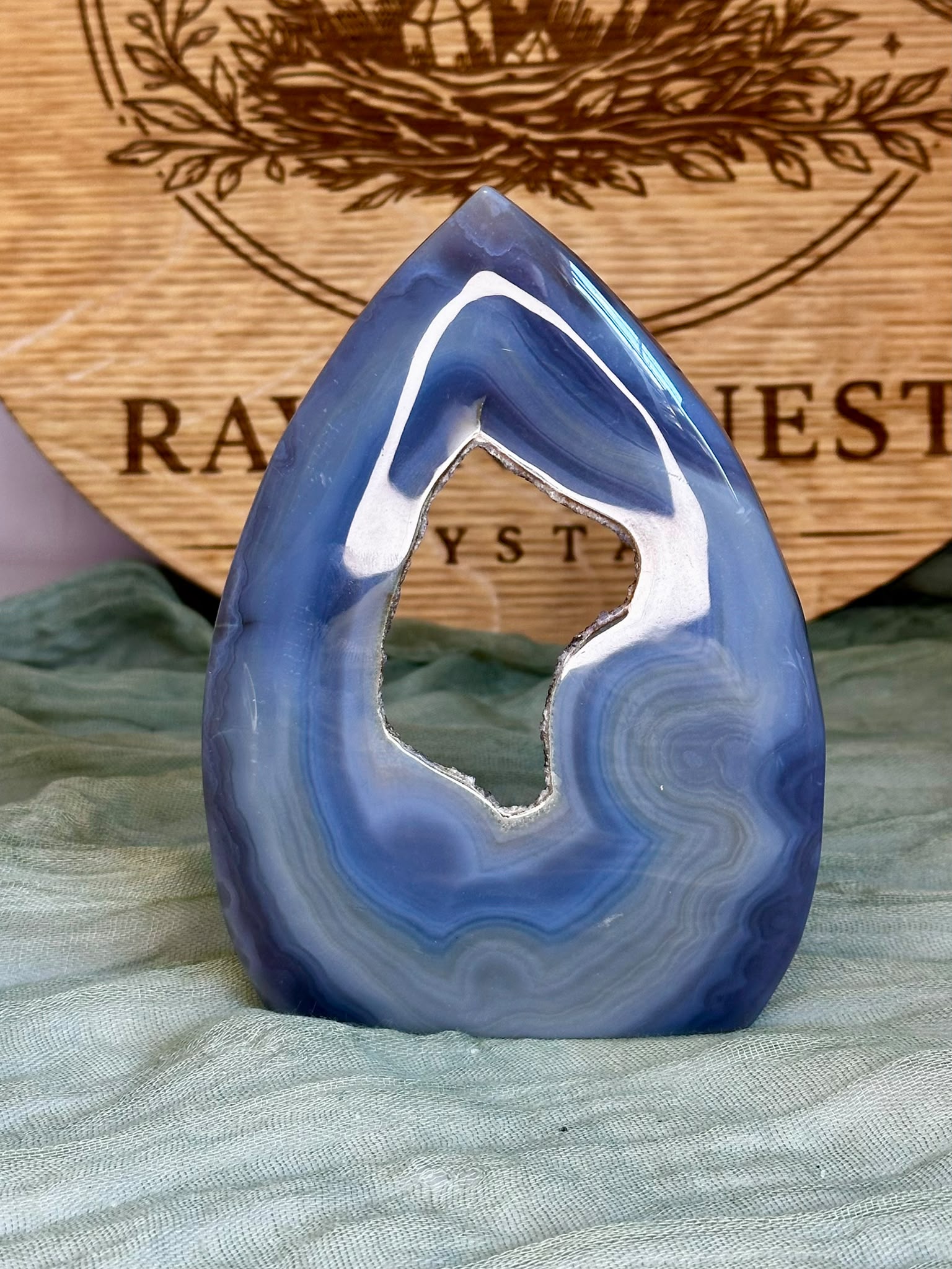 Druzy Blue Agate & Amber Amethyst Teardrop