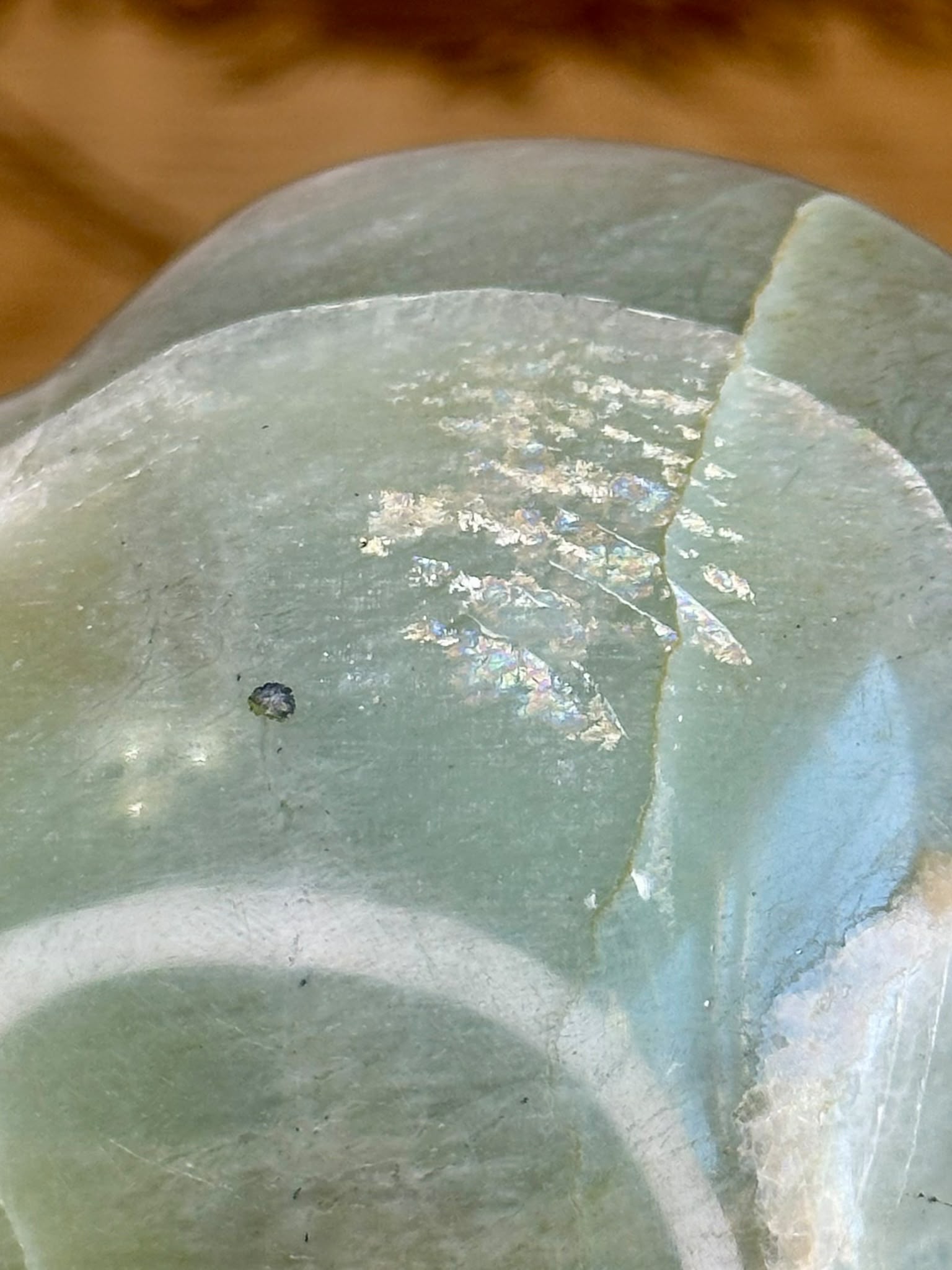 Green Moonstone Heart with Silver Flash