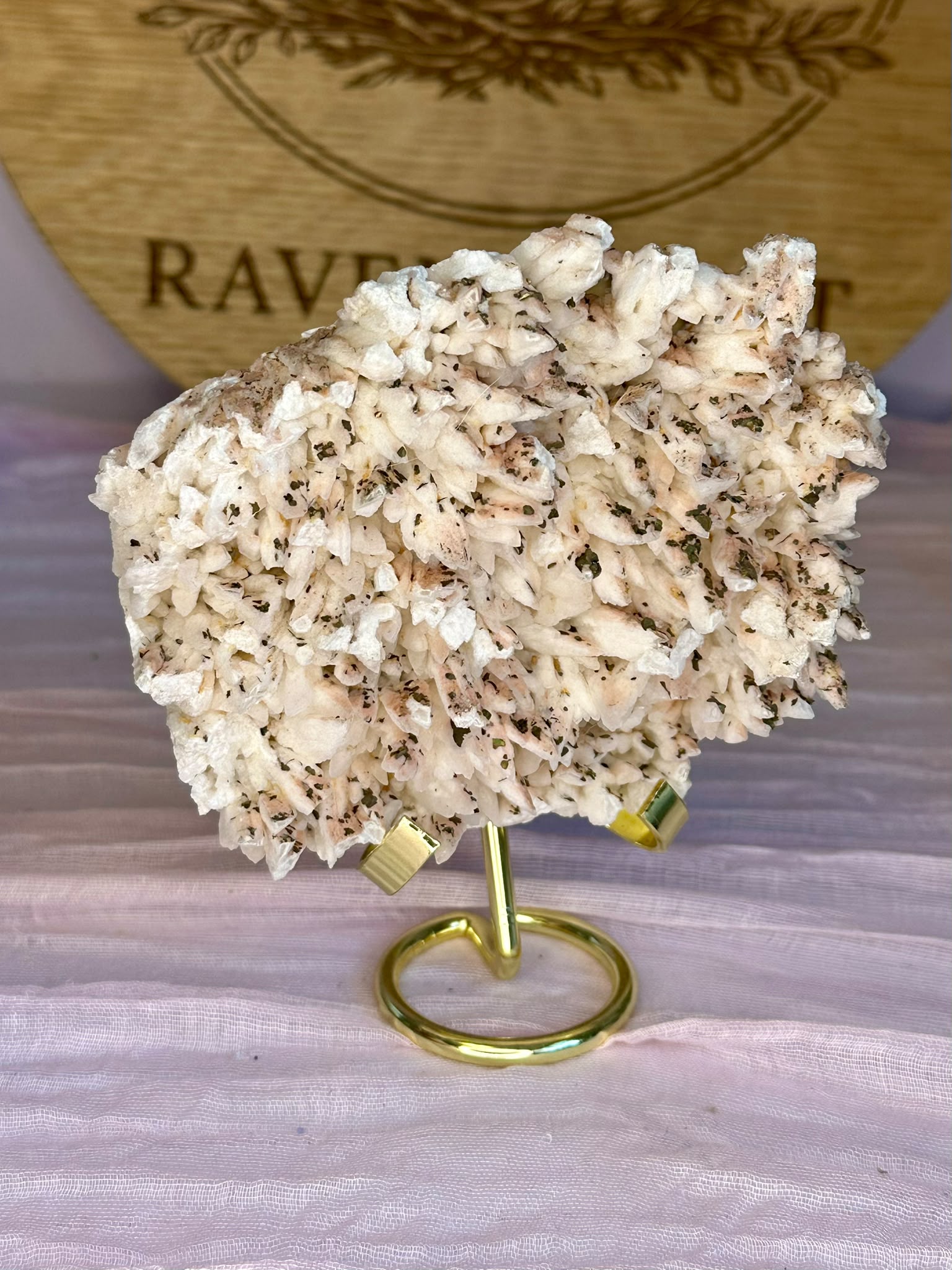 Pink Dragon Scale Calcite with Pyrite - Jiangxi, China