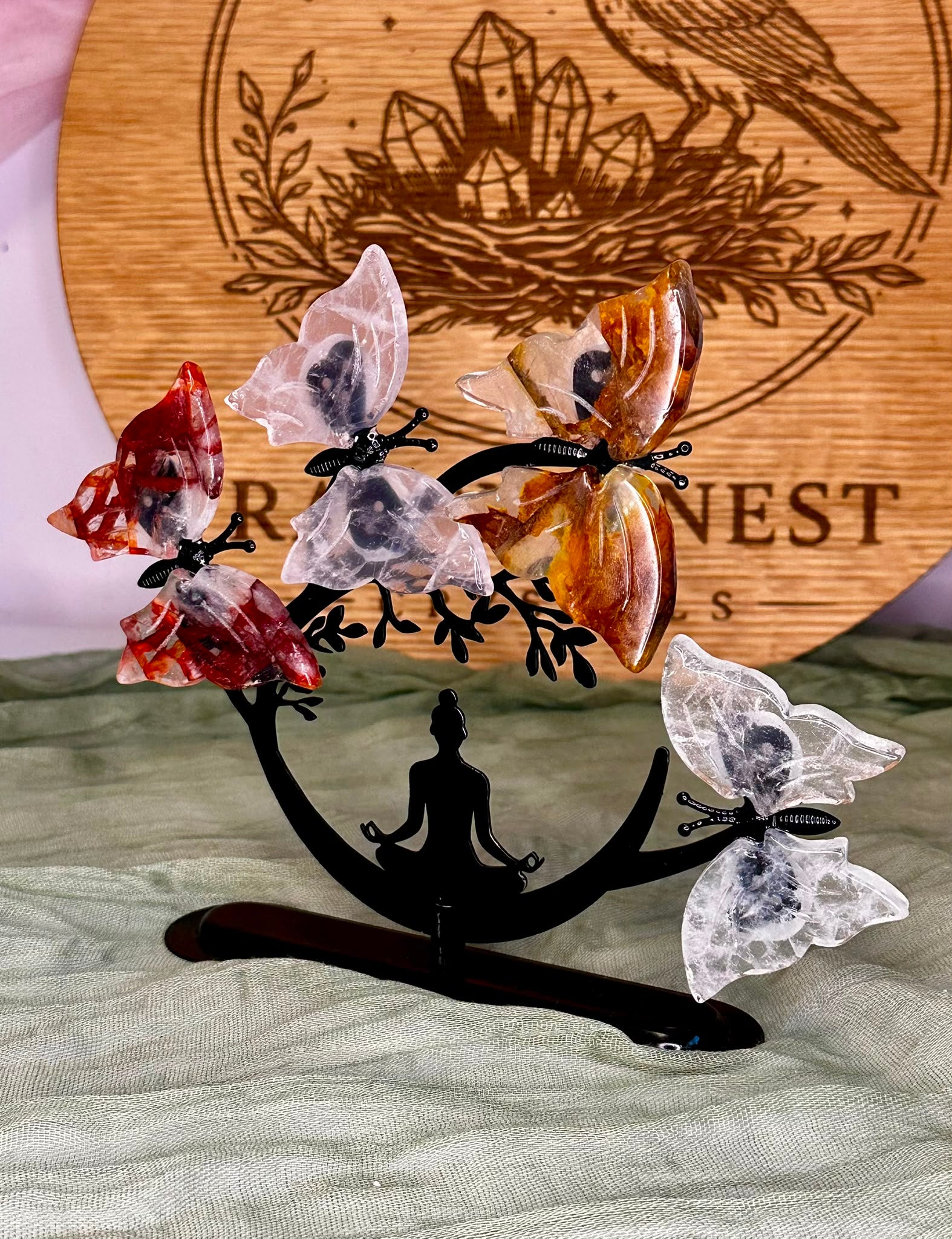 Butterfly Crystal Buddha Ornament #2