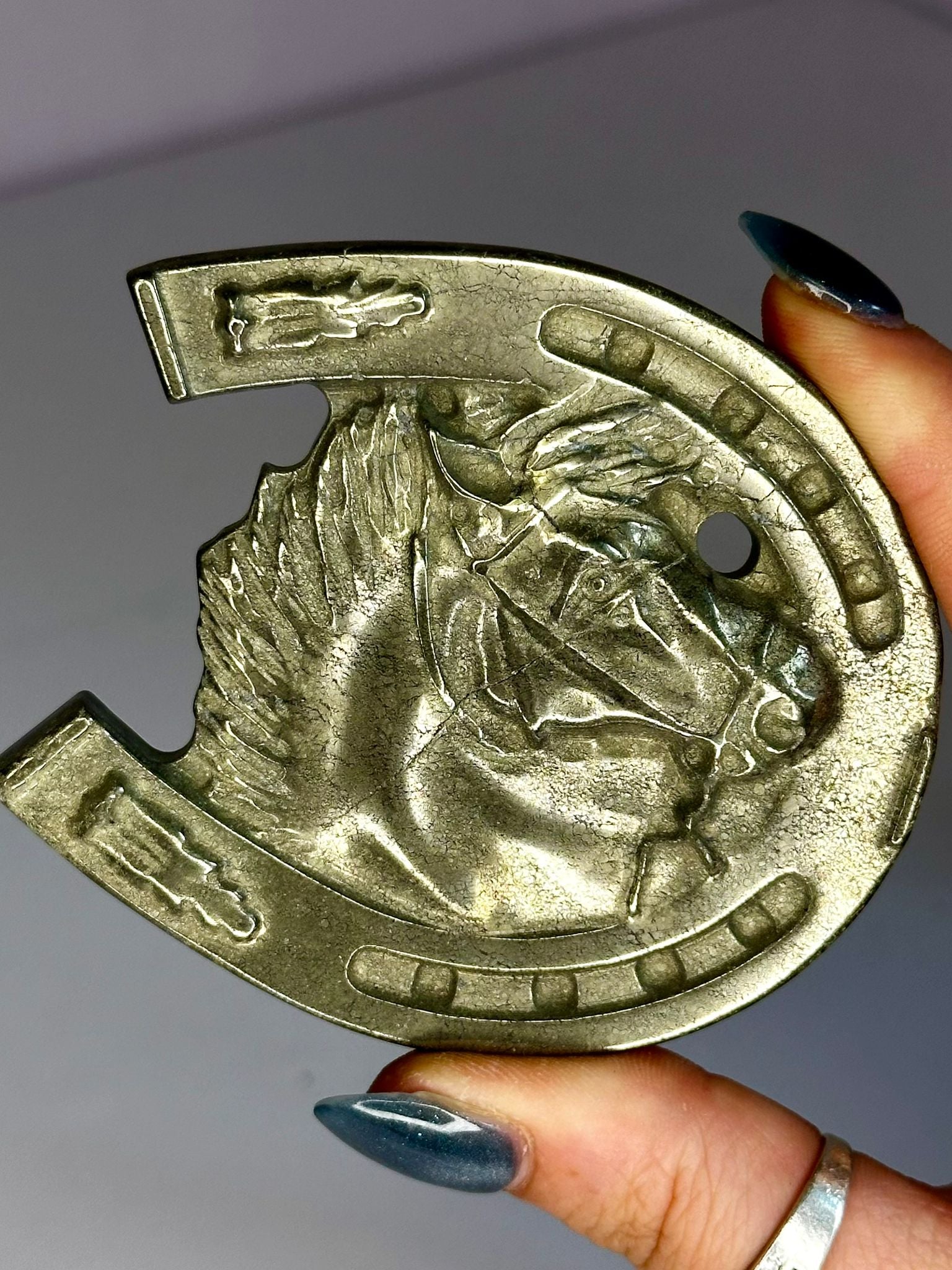 Pyrite Horse & Horseshoe Carving