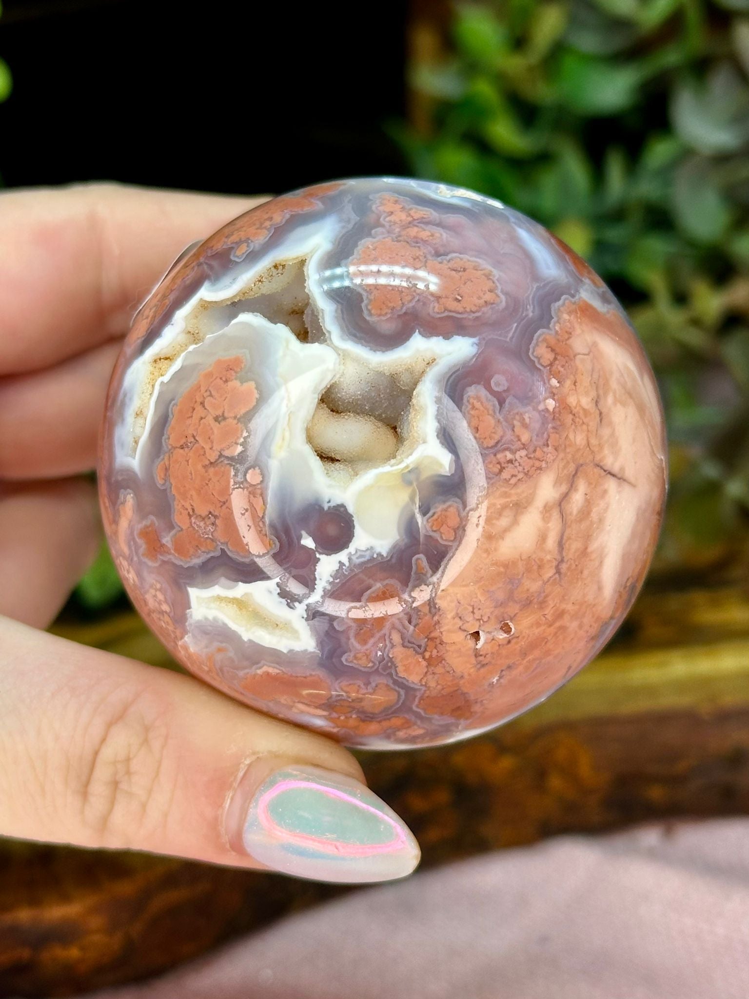 Druzy Pink Agate Sphere