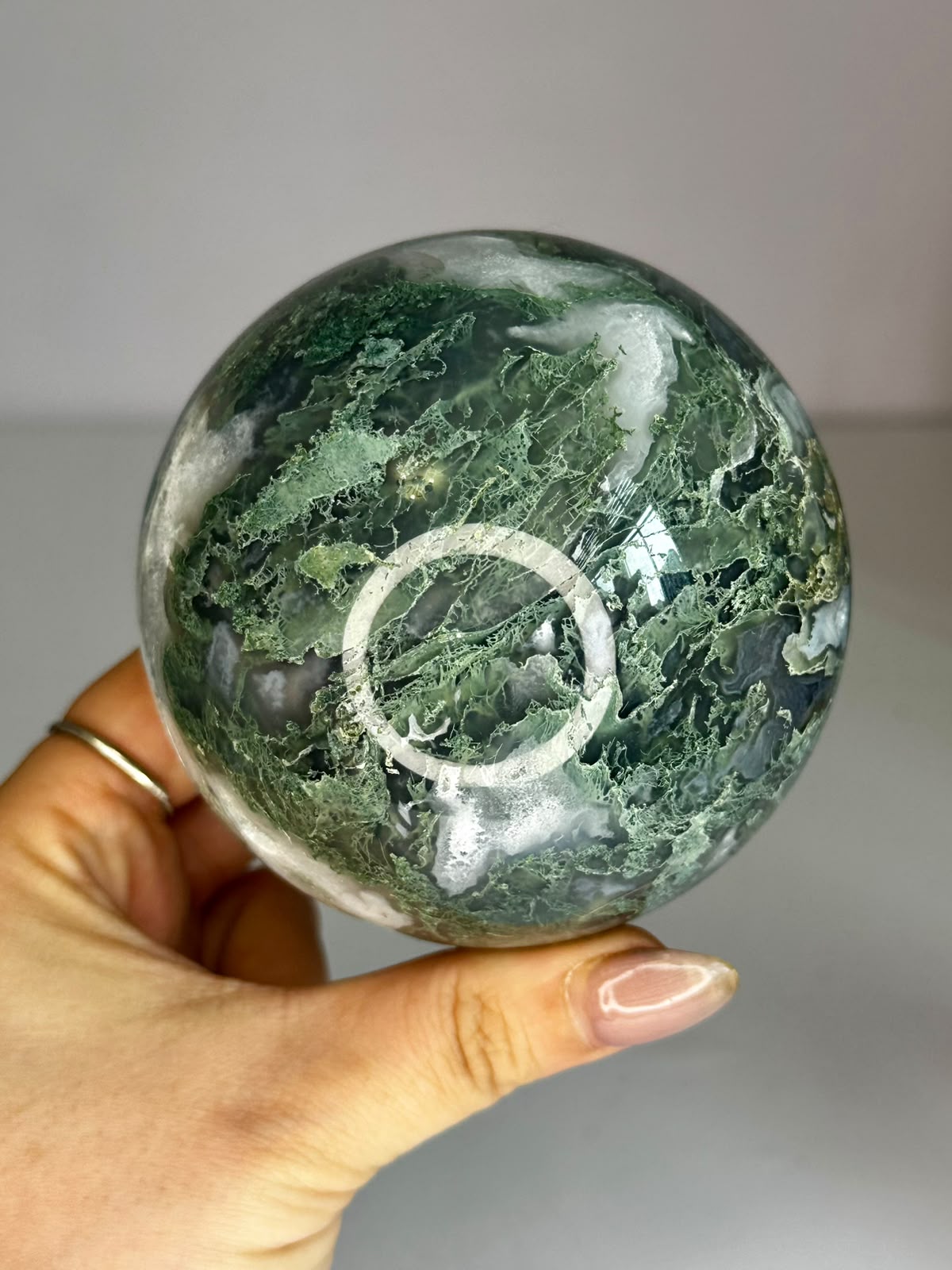 Large Moss Agate Druzy Sphere