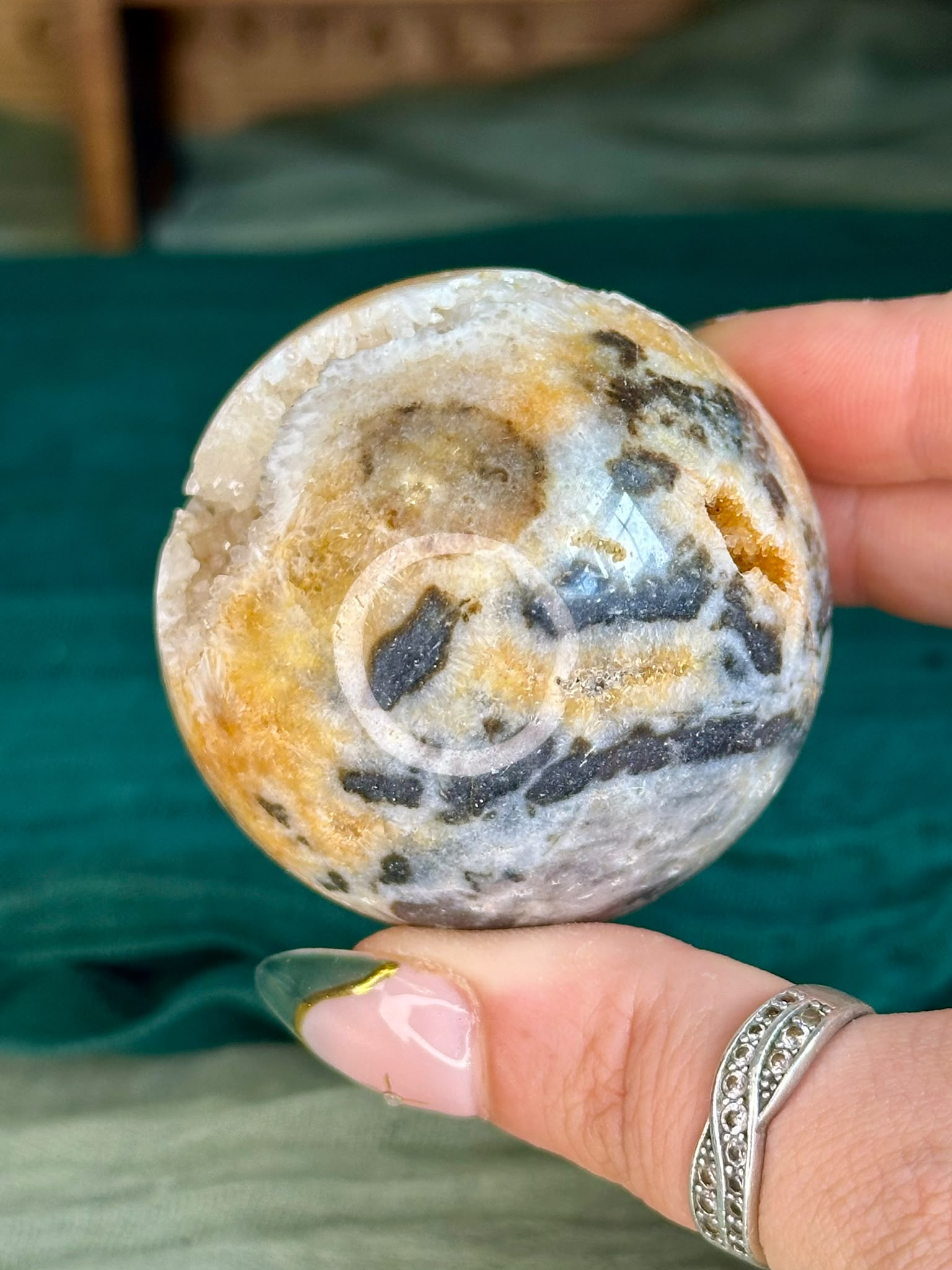 Yellow Crazy Lace Druzy Agate Sphere #2