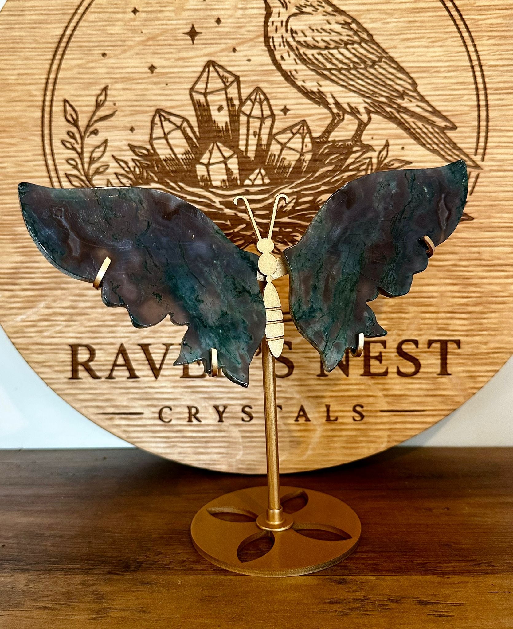 Transparent Moss Agate Butterfly Wings