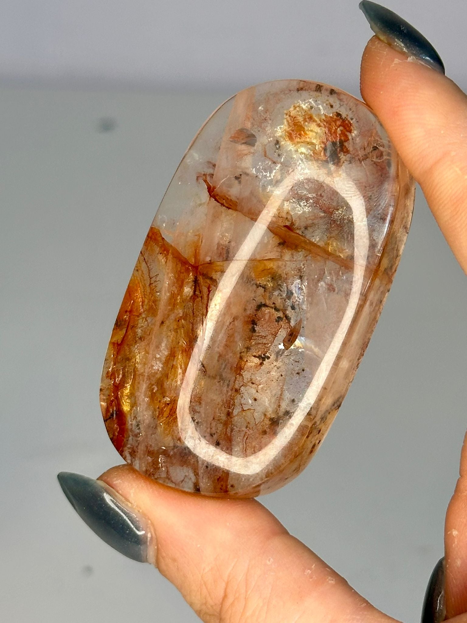 Dendritic Fire Quartz Palm Stone