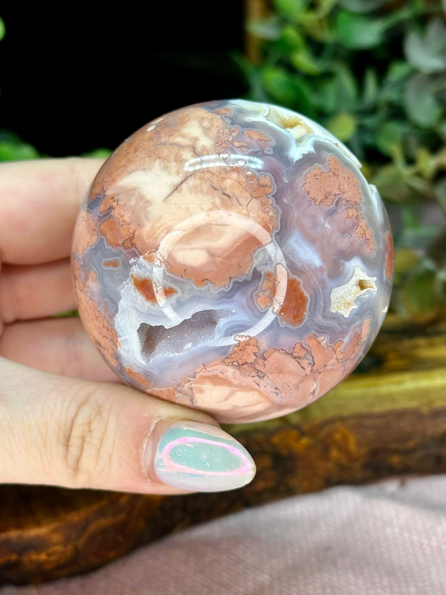 Druzy Pink Agate Sphere