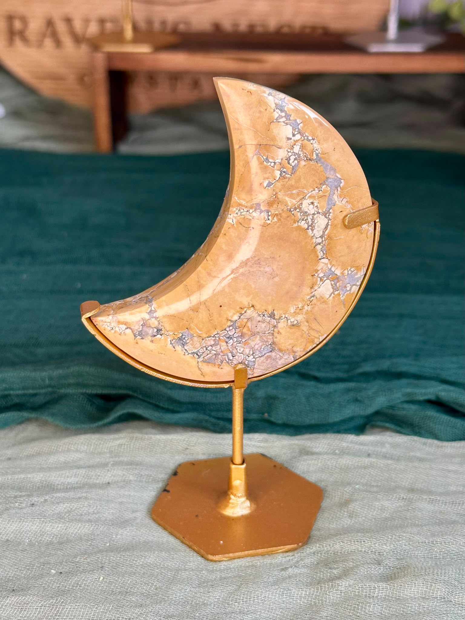 Yellow Maligano Jasper Crescent Moons (Choose Your Own)