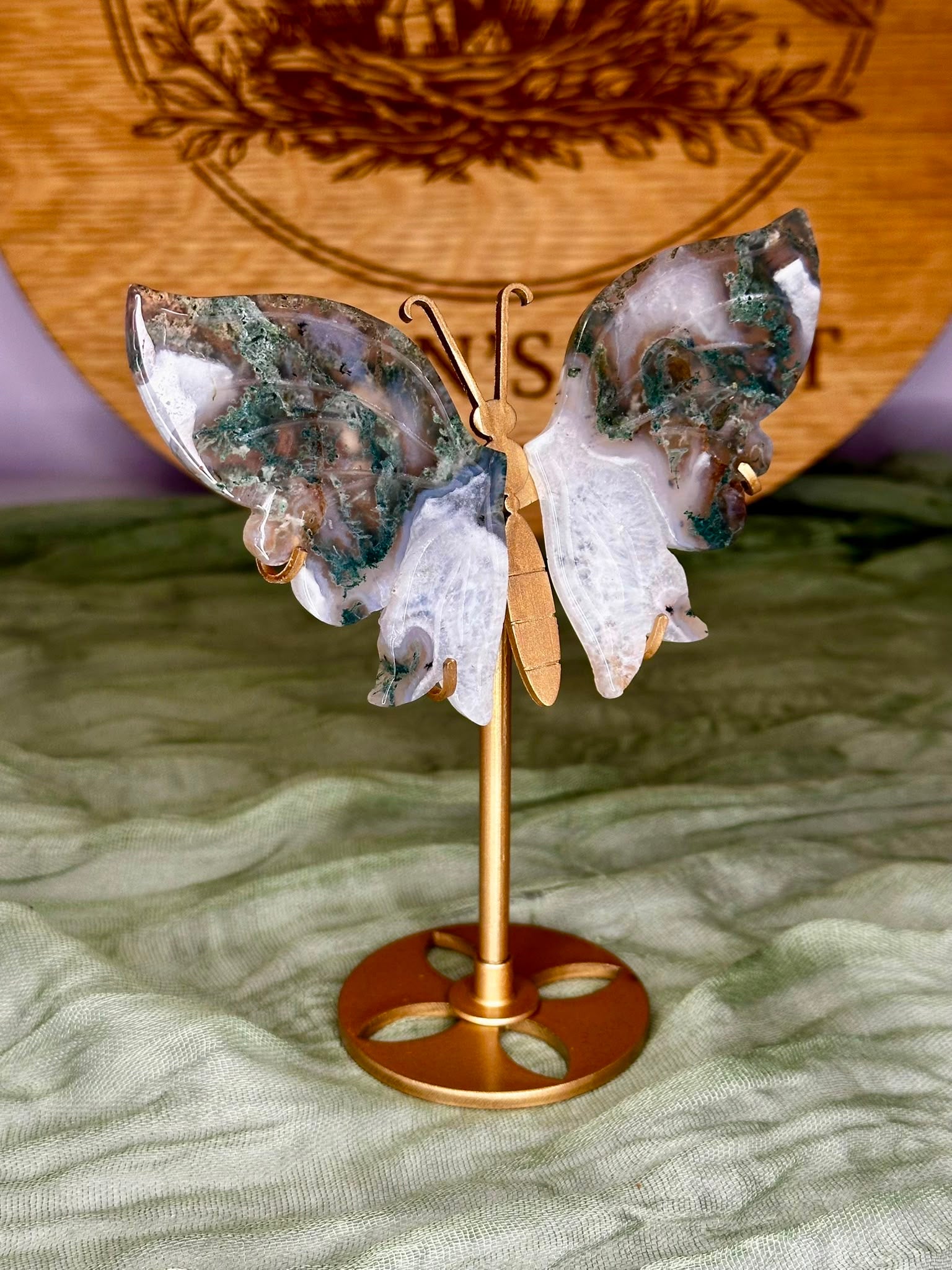 Moss Agate Butterfly Wings