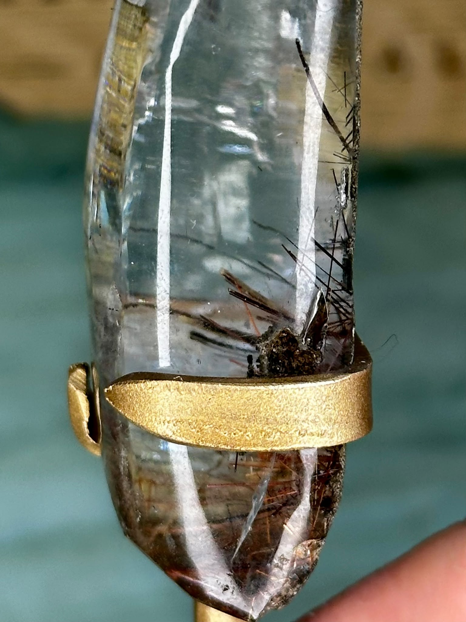 A Grade Garden Quartz with Copper Rutile on Custom Display Stand