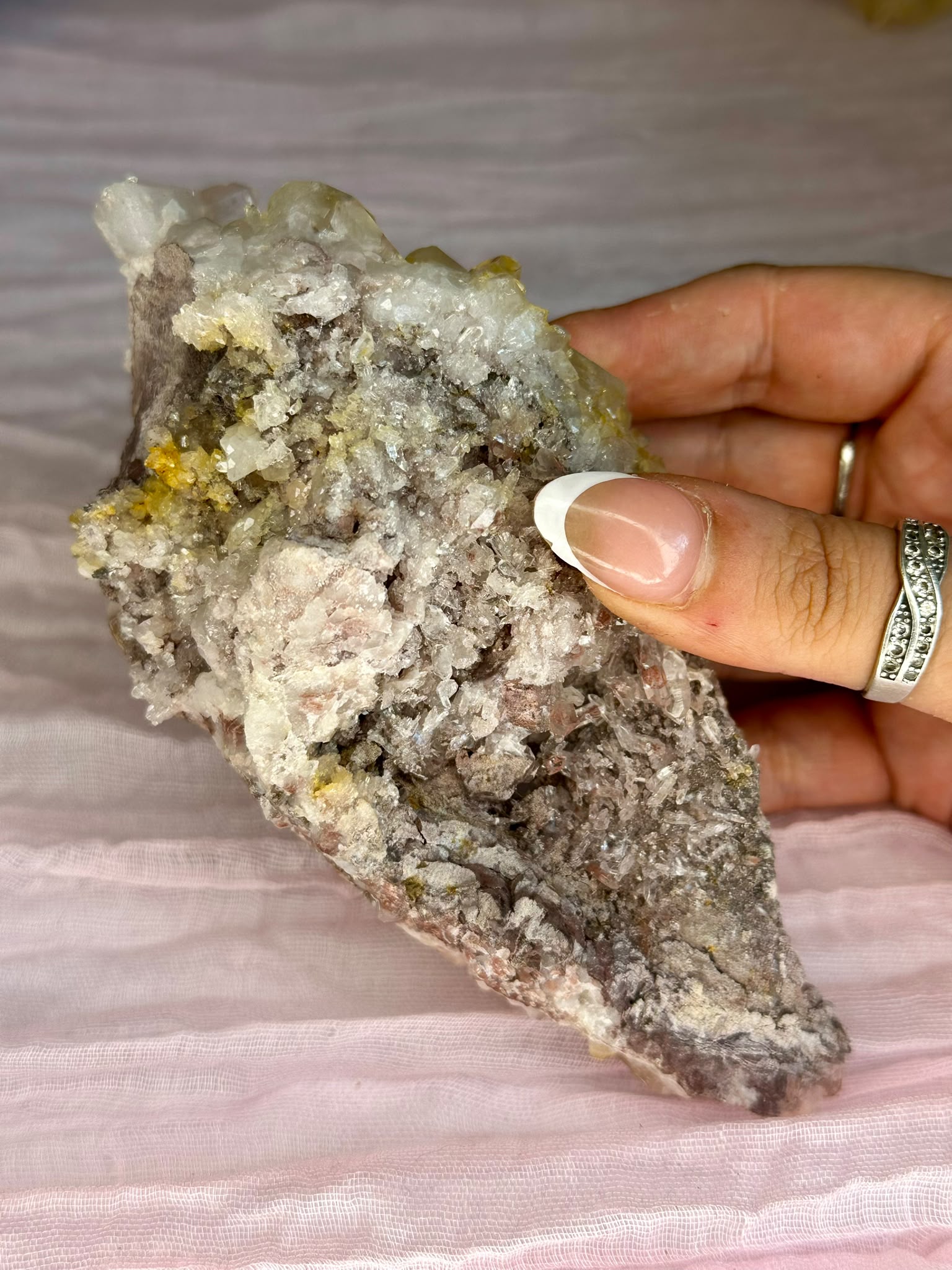 Golden & Pink Lemurian Quartz Cluster - Rare Hand Mined Colombian Collector Specimen #3
