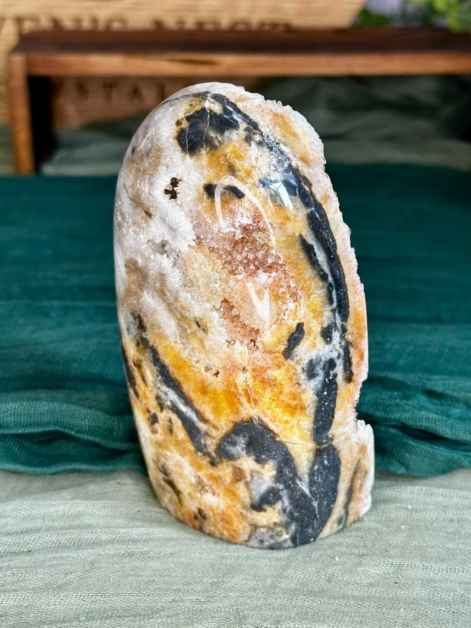 Large Yellow Crazy Lace Druzy Freeform