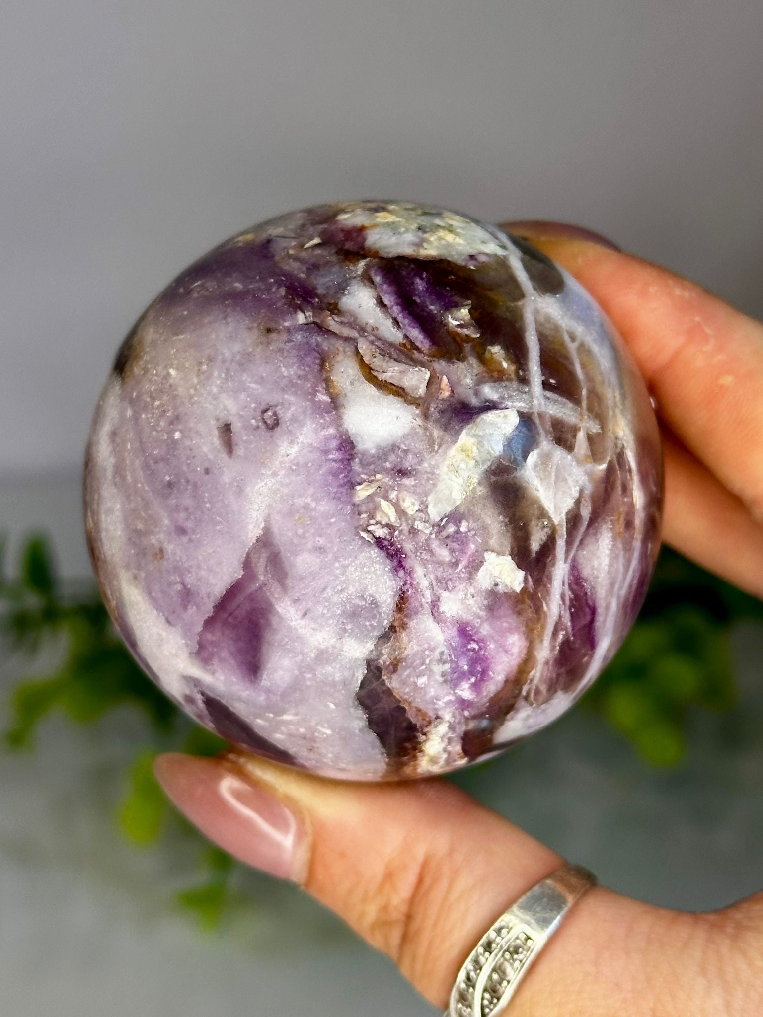 Purple Silk Fluorite Sphere #1