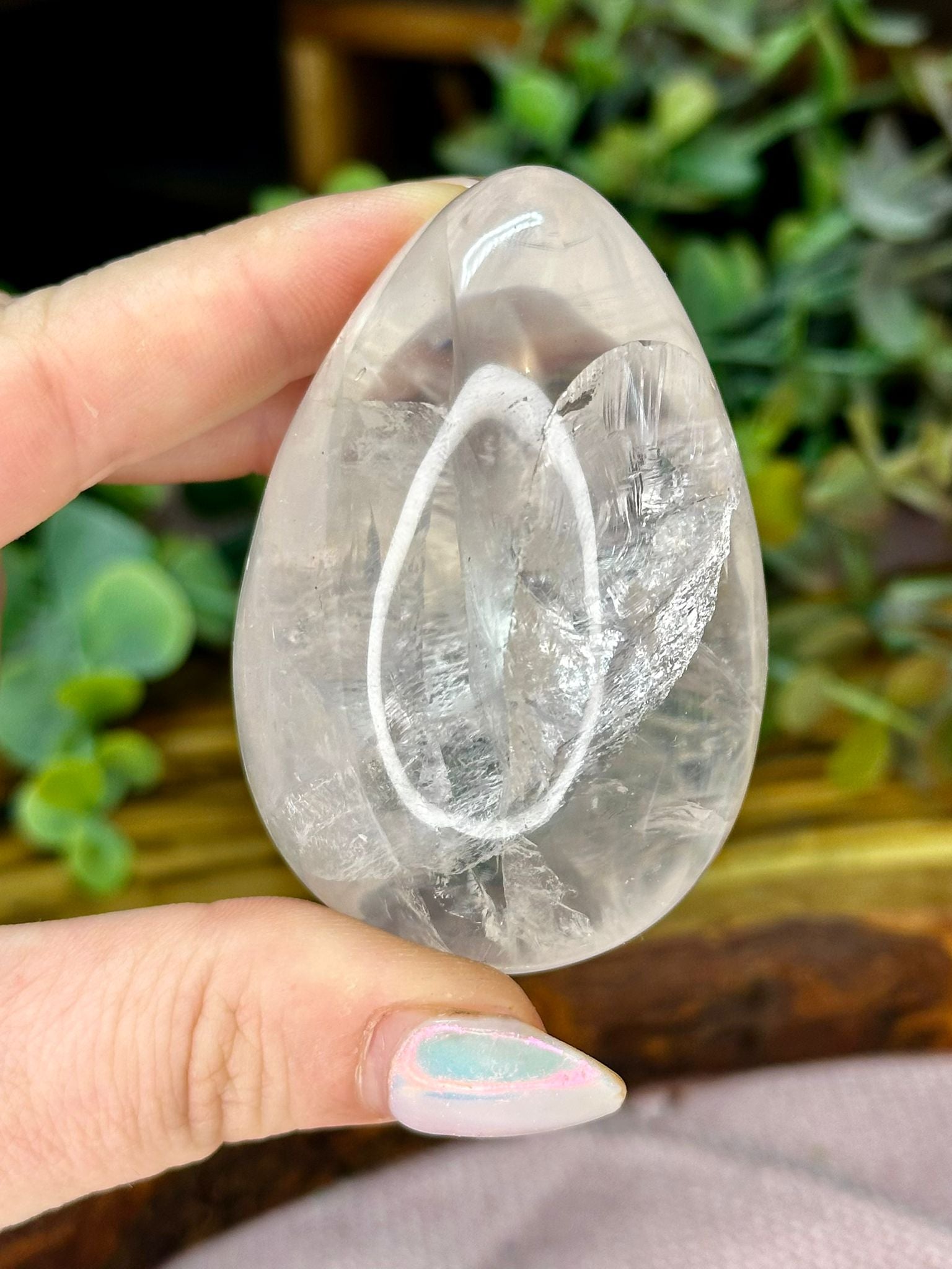 Clear Quartz Egg with Rainbows #2