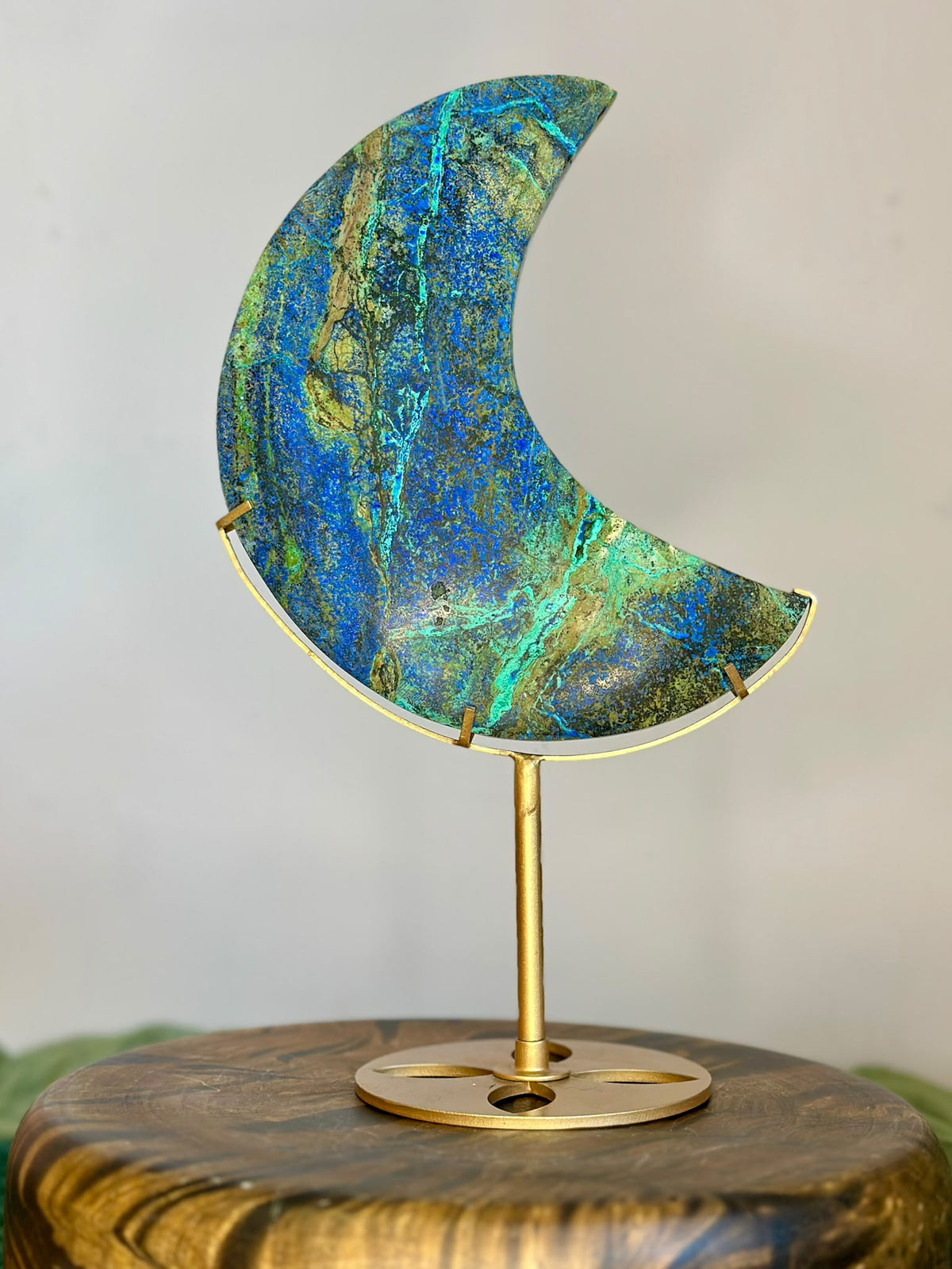 XL Phoenix Stone Crescent Moon on Custom Stand