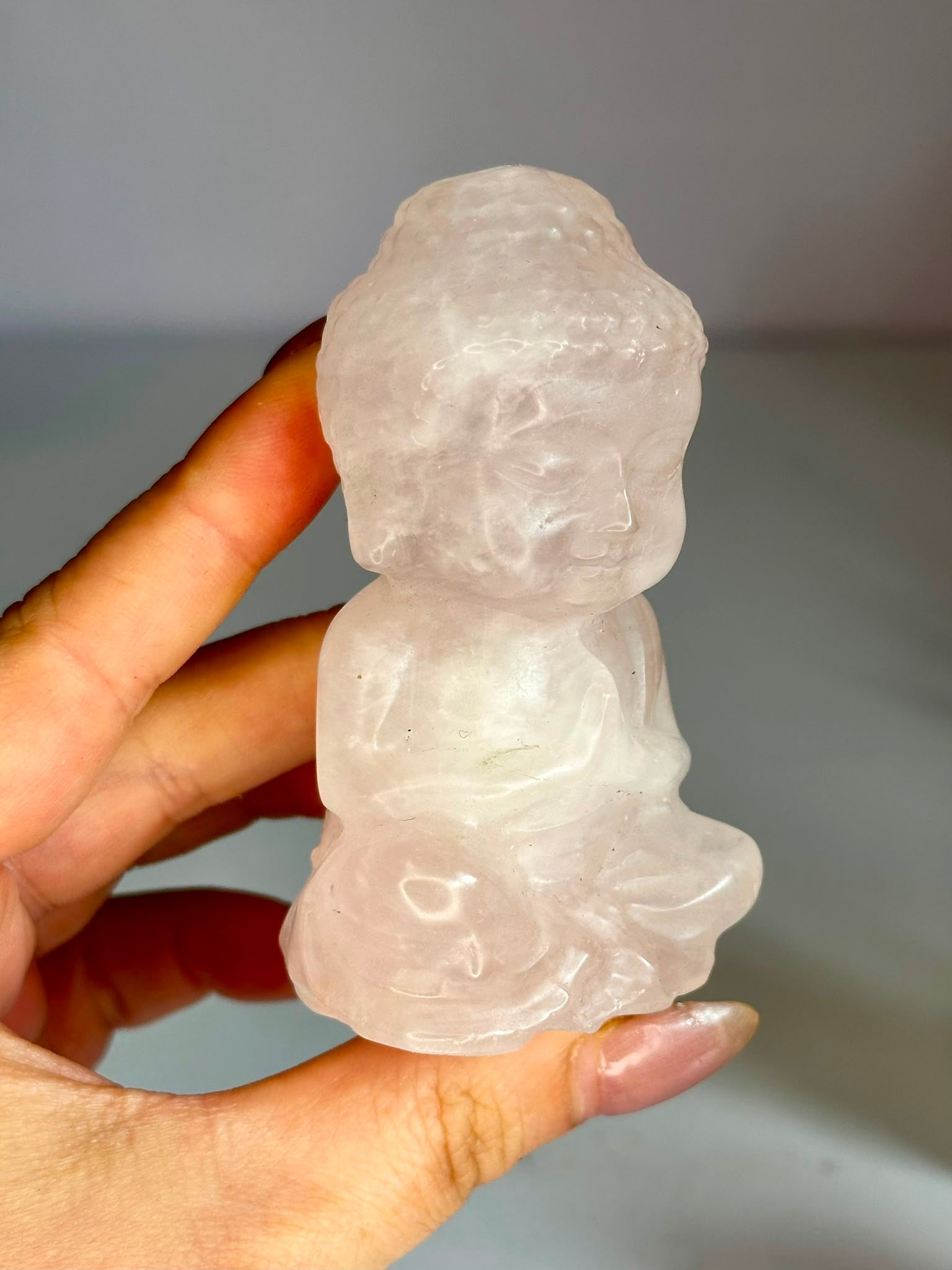 Rose Quartz Buddha Carving