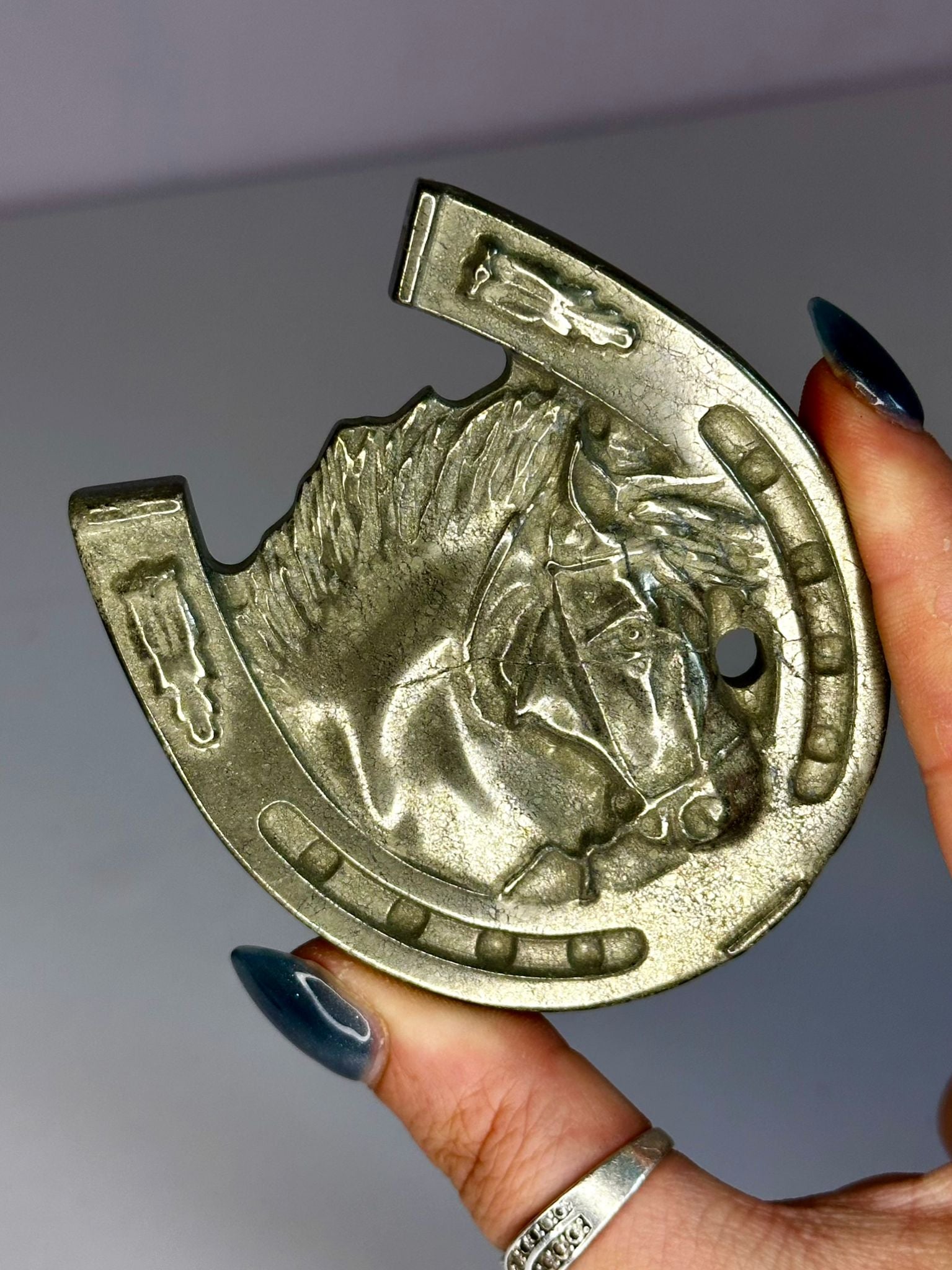 Pyrite Horse & Horseshoe Carving