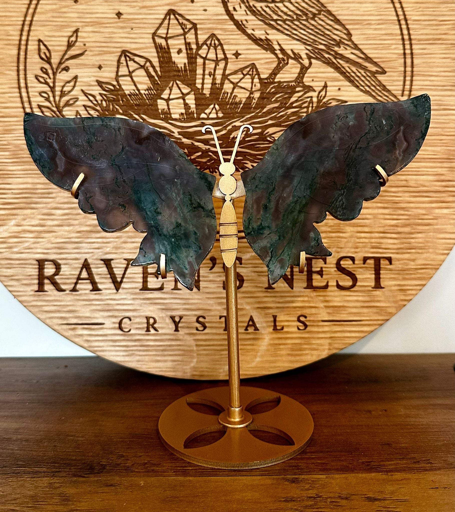 Transparent Moss Agate Butterfly Wings