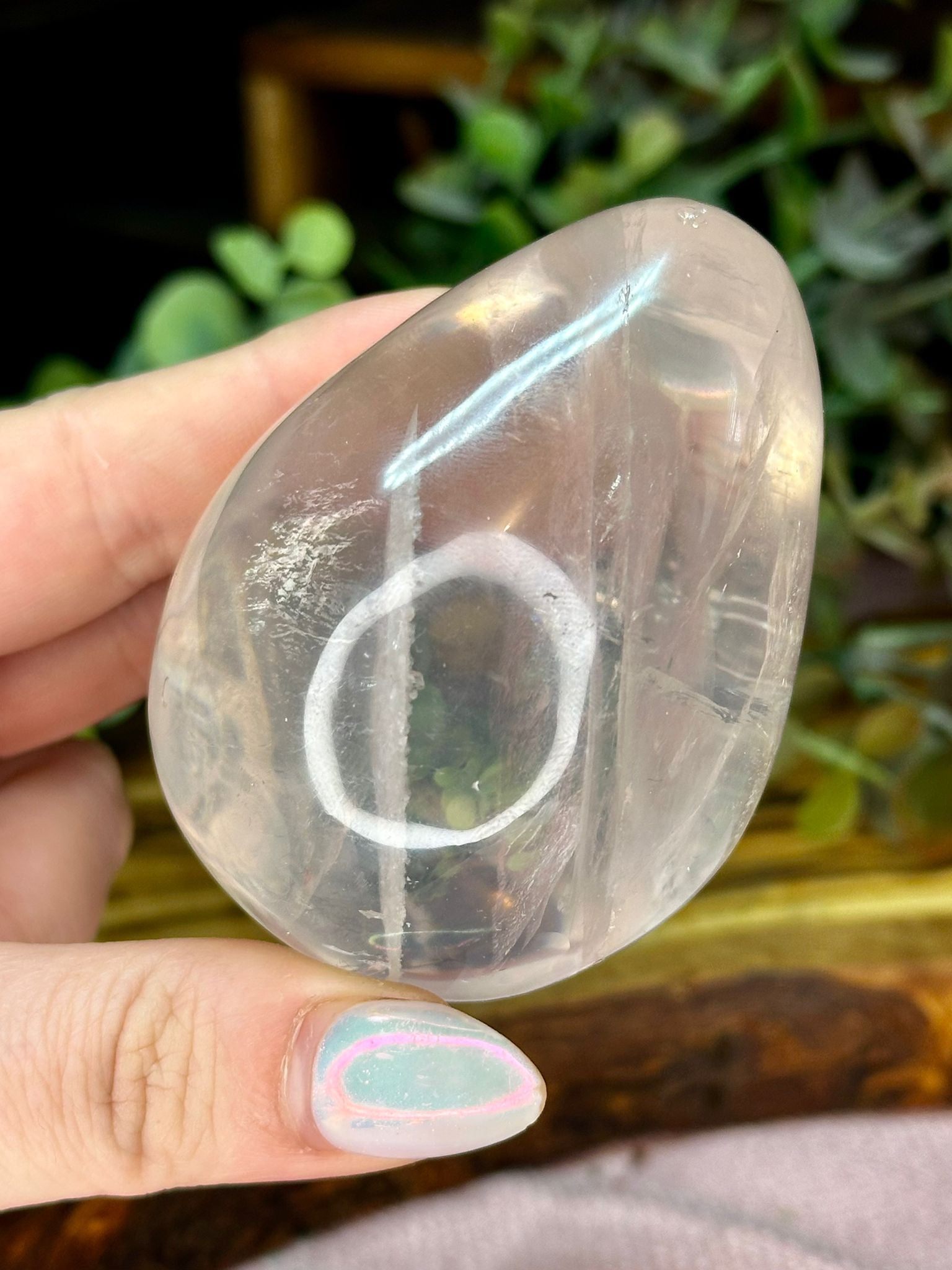 Clear Quartz Egg with Star Flash & Rainbows