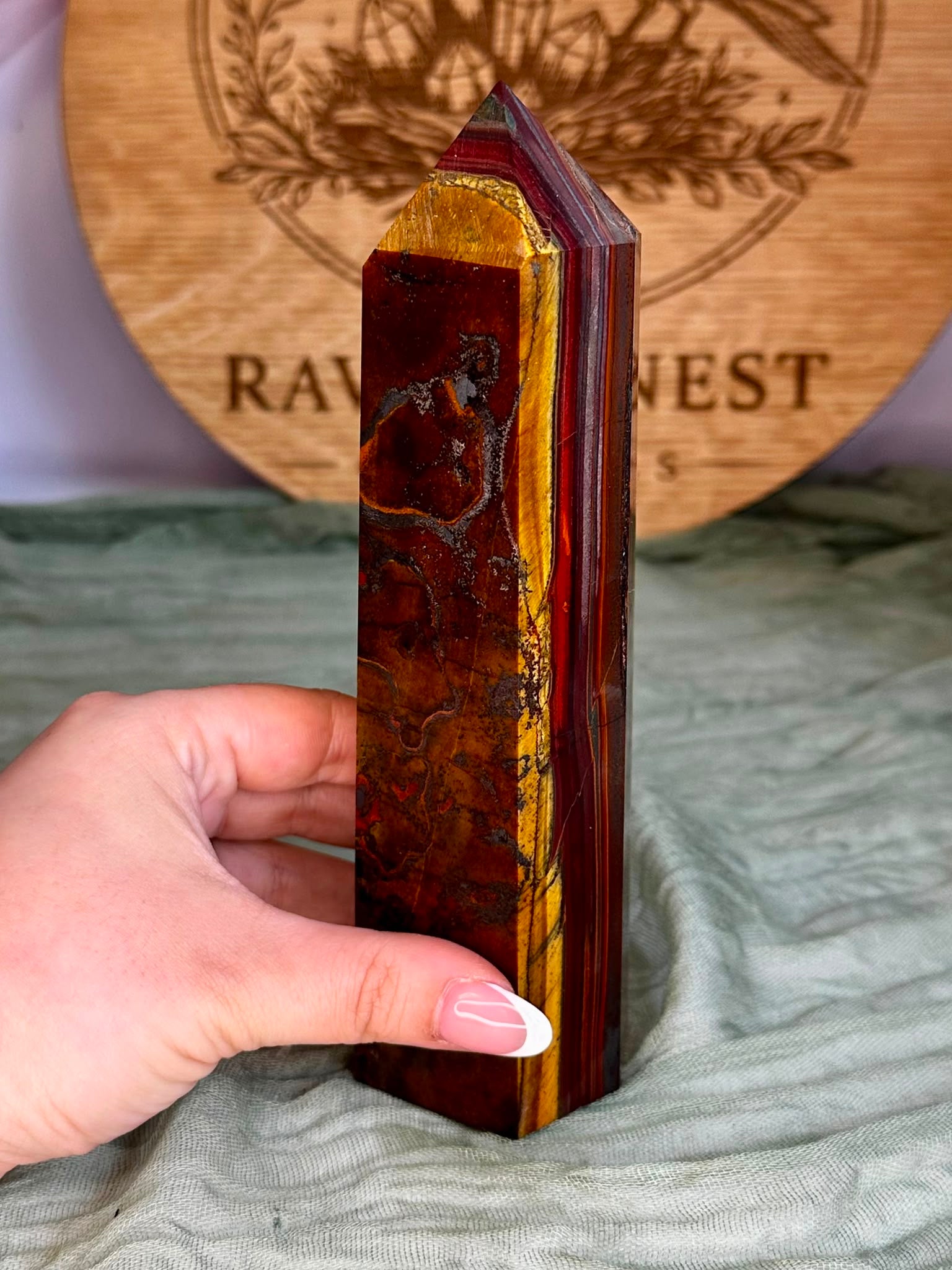 Large Iron Tiger’s Eye Tower