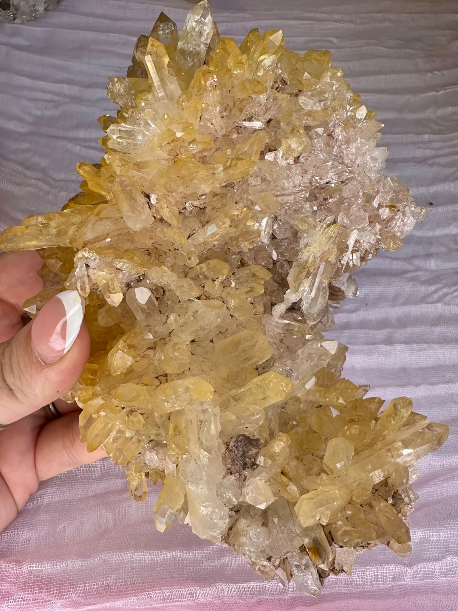 Golden & Pink Lemurian Quartz Cluster - Rare Hand Mined Colombian Collector Specimen #2
