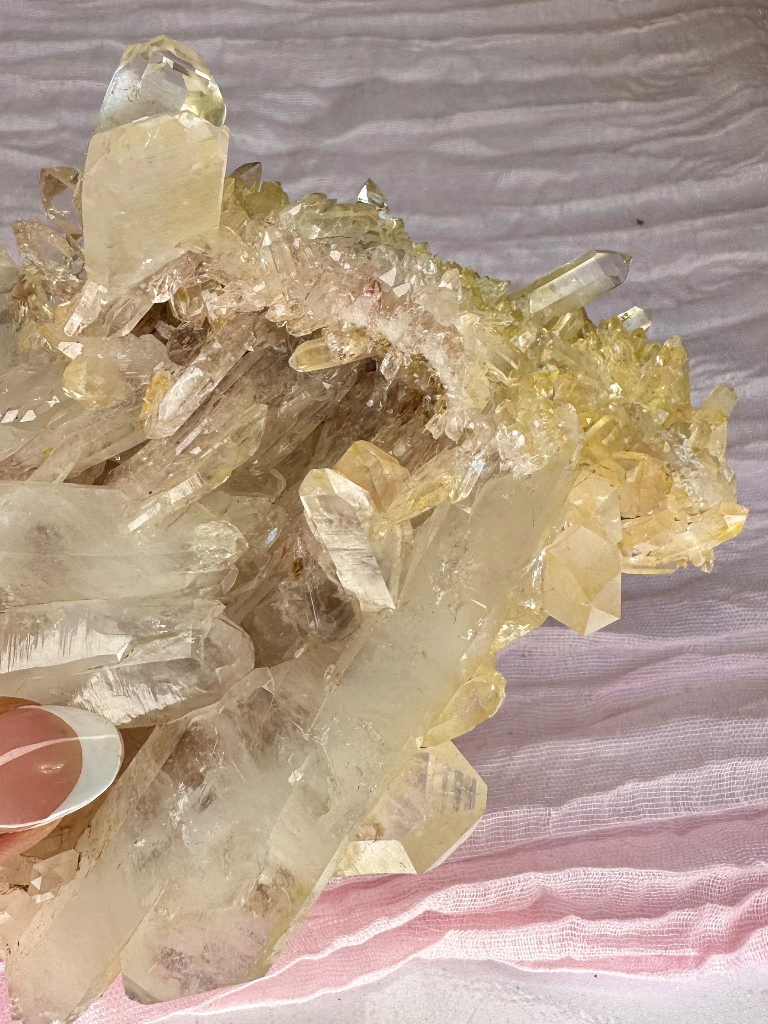 Golden & Pink Lemurian Quartz Cluster - Rare Hand Mined Colombian Collector Specimen #1