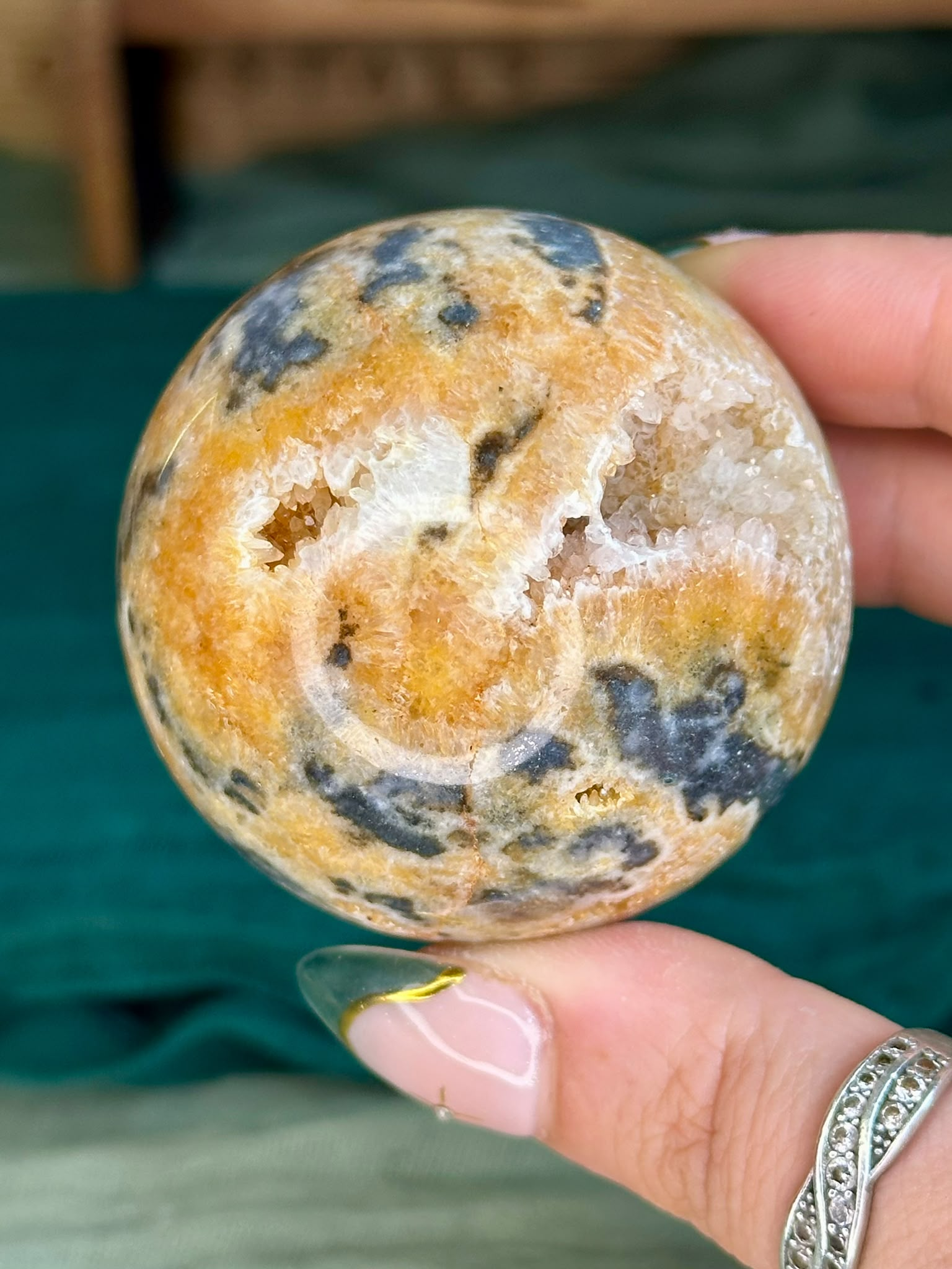 Yellow Crazy Lace Druzy Agate Sphere #1