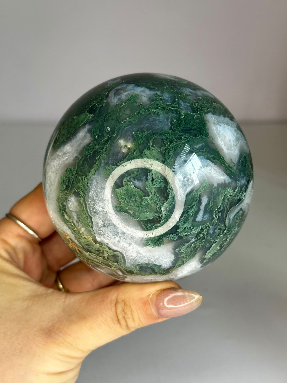 Large Moss Agate Druzy Sphere