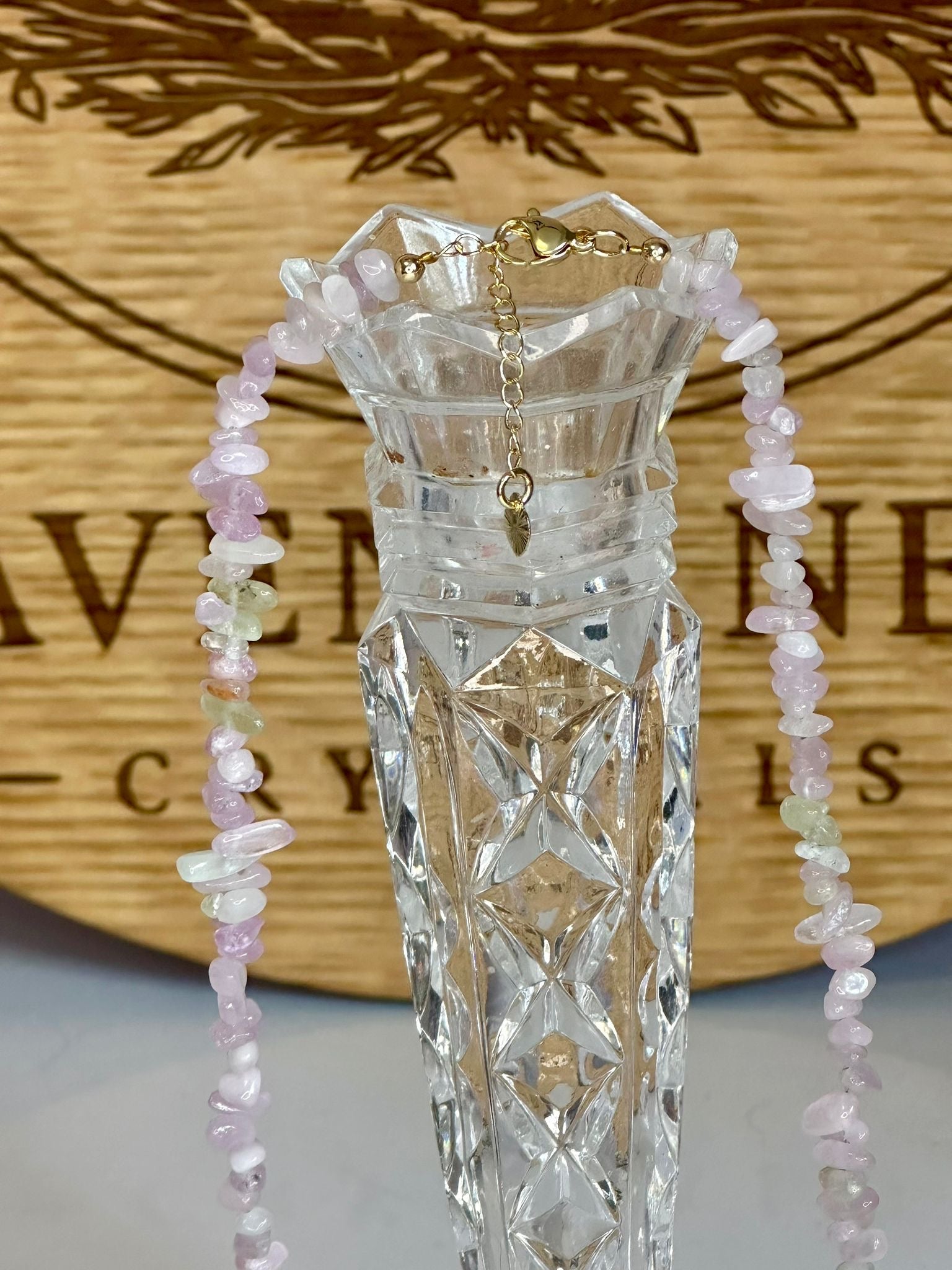 UV Kunzite Chip Choker Necklace