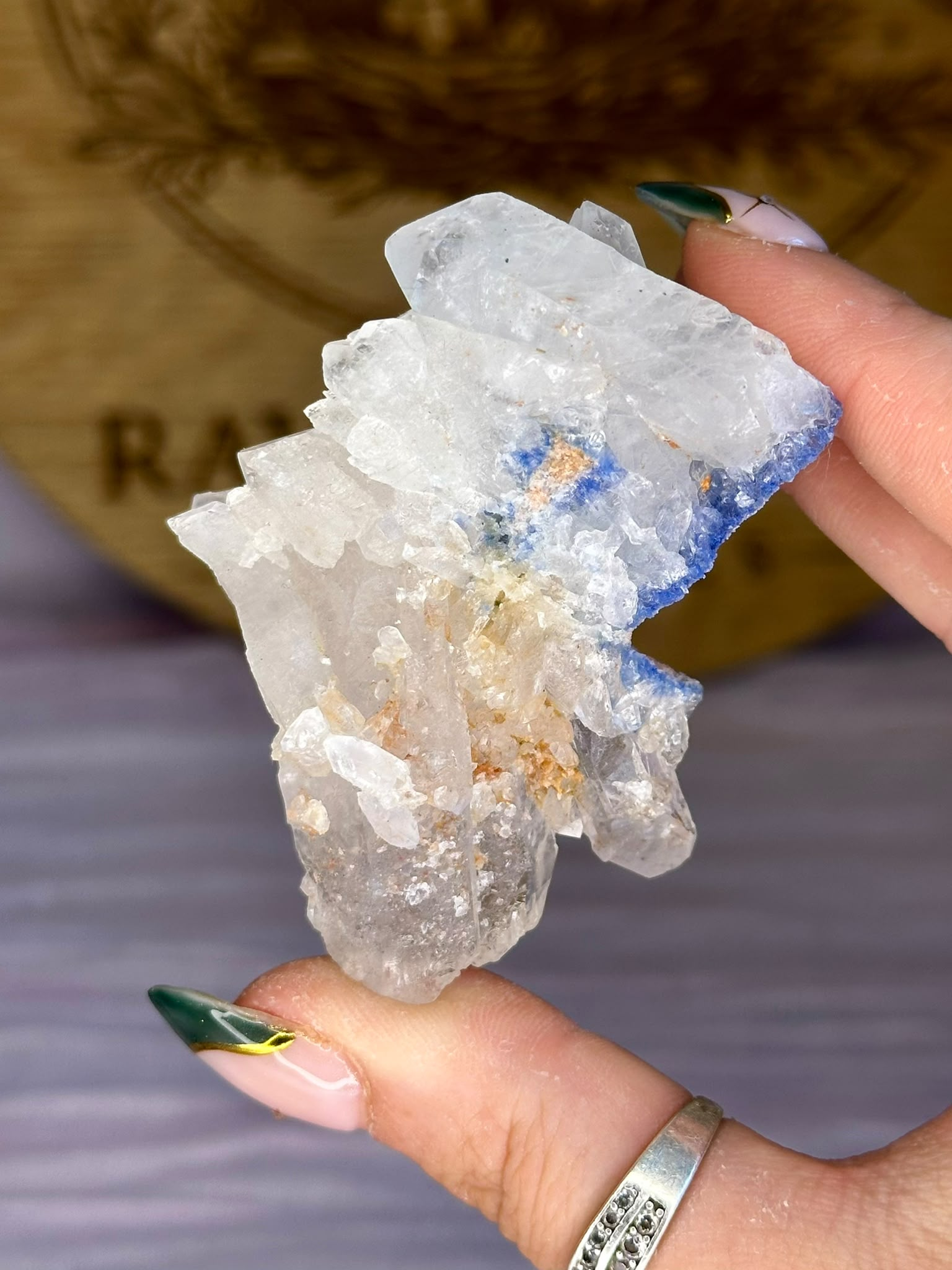 Dumortierite on Pink Lithium Quartz