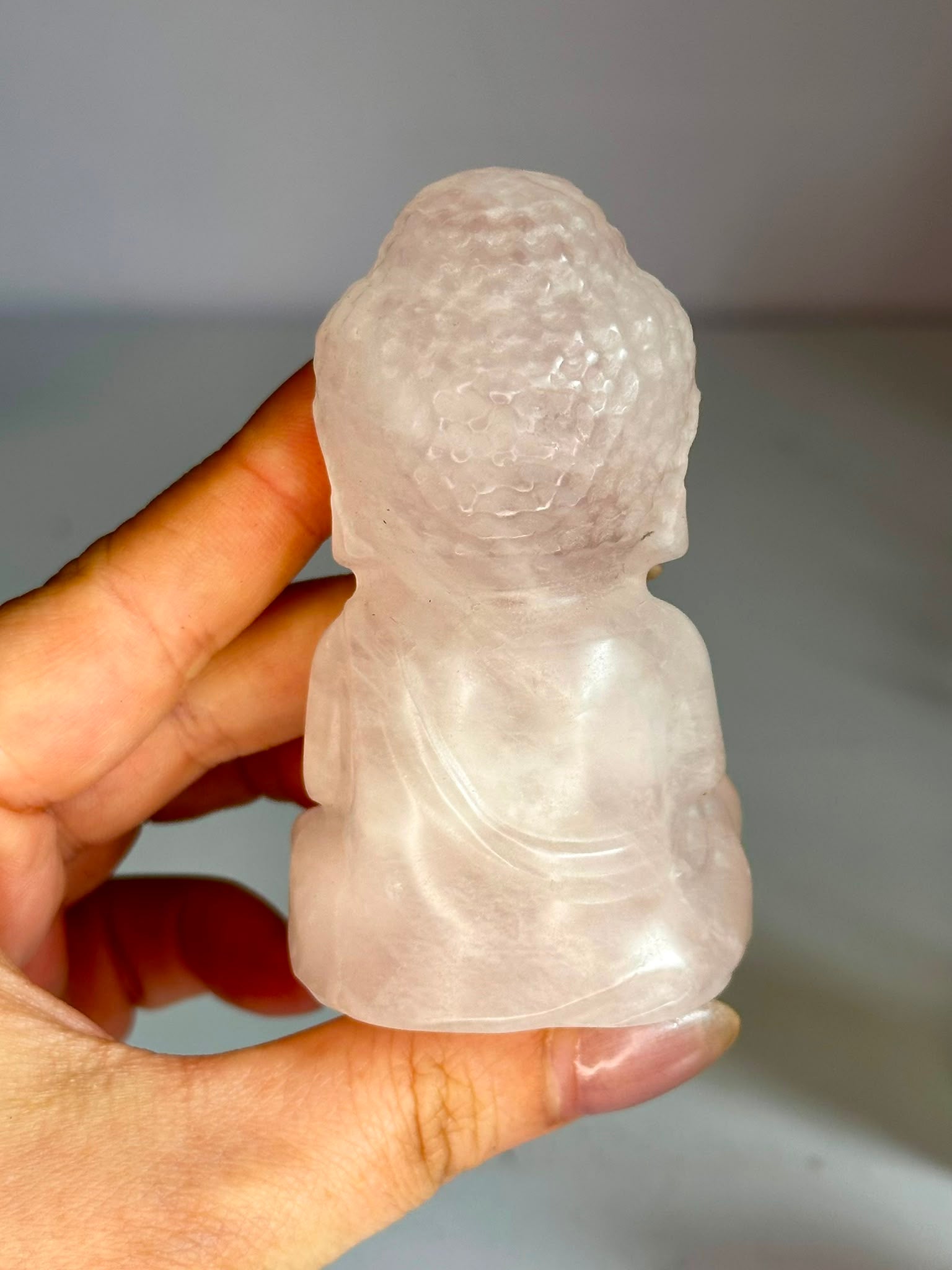 Rose Quartz Buddha Carving