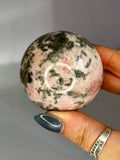 Pink Opal with Green Tourmaline Sphere