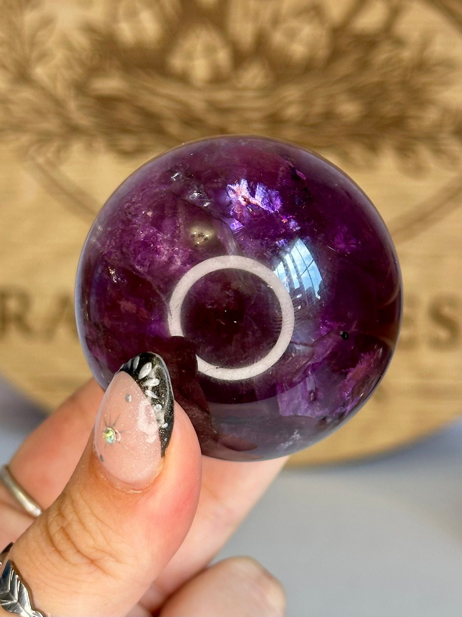 Purple Rainbow Fluorite Sphere