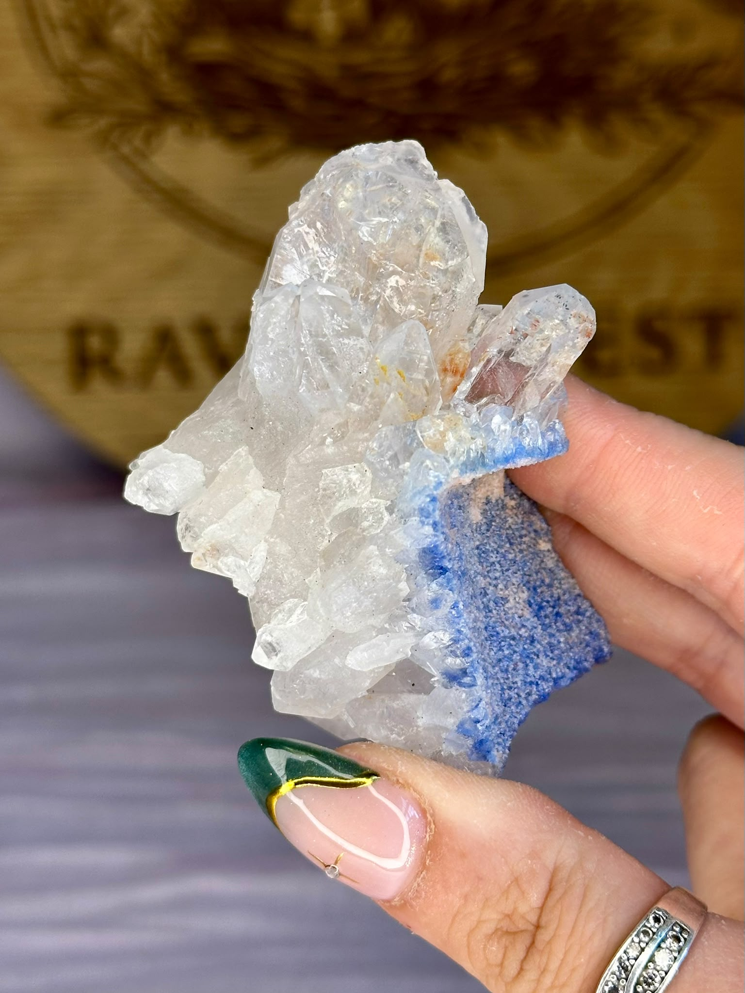 Dumortierite on Pink Lithium Quartz