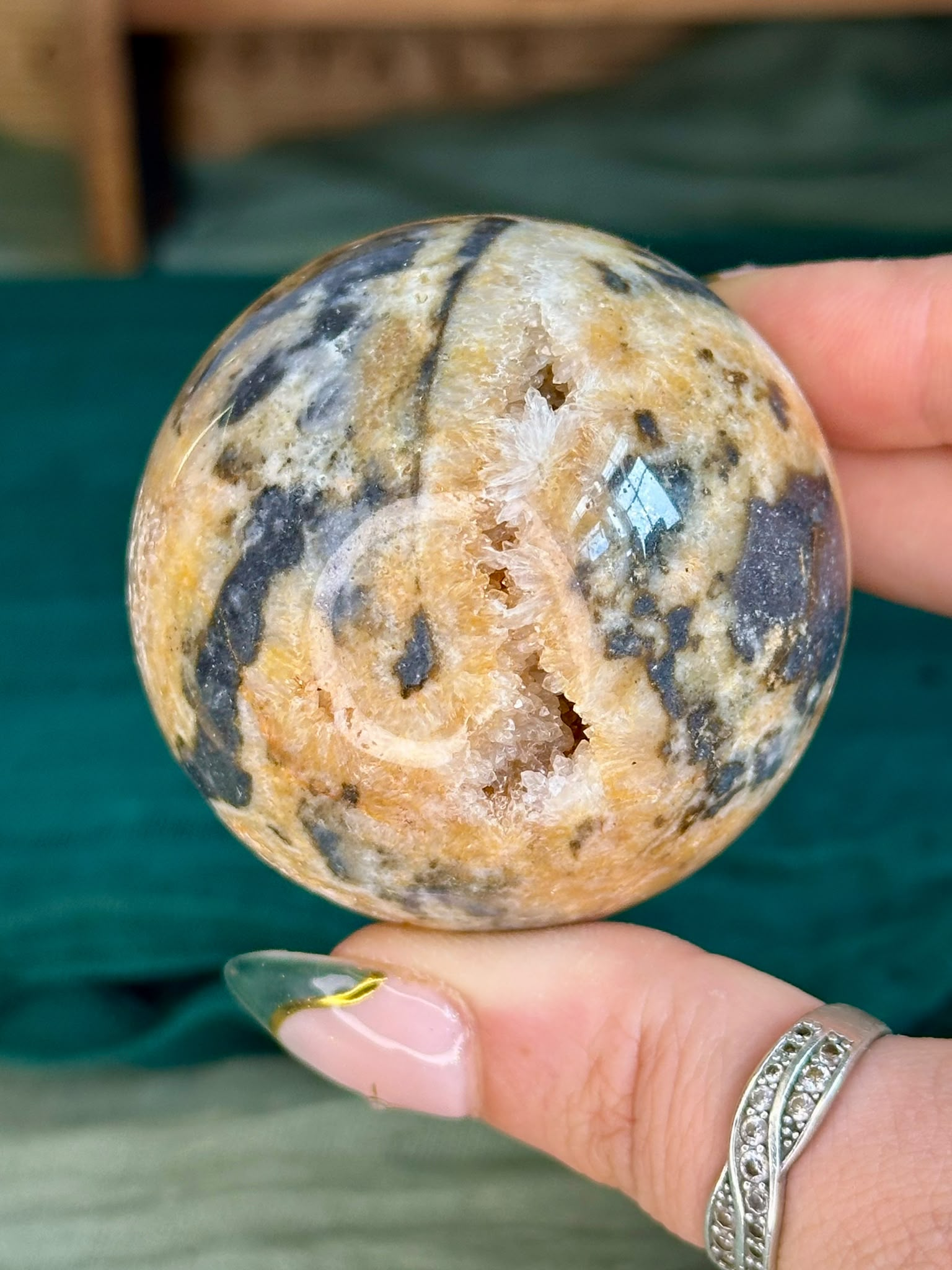 Yellow Crazy Lace Druzy Agate Sphere #1