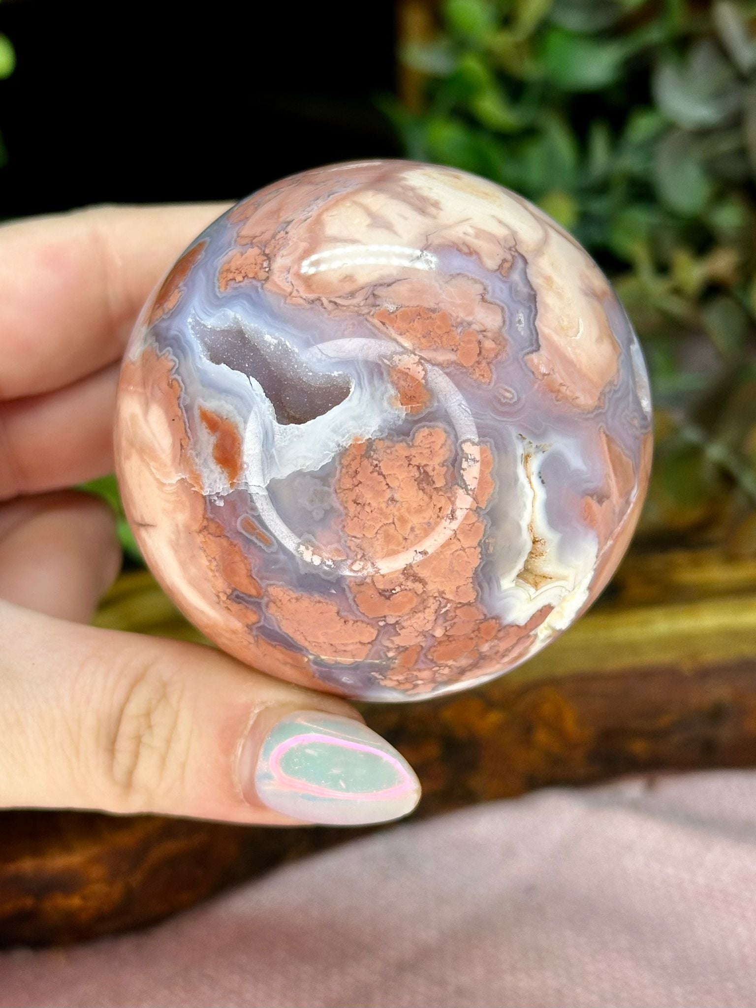 Druzy Pink Agate Sphere