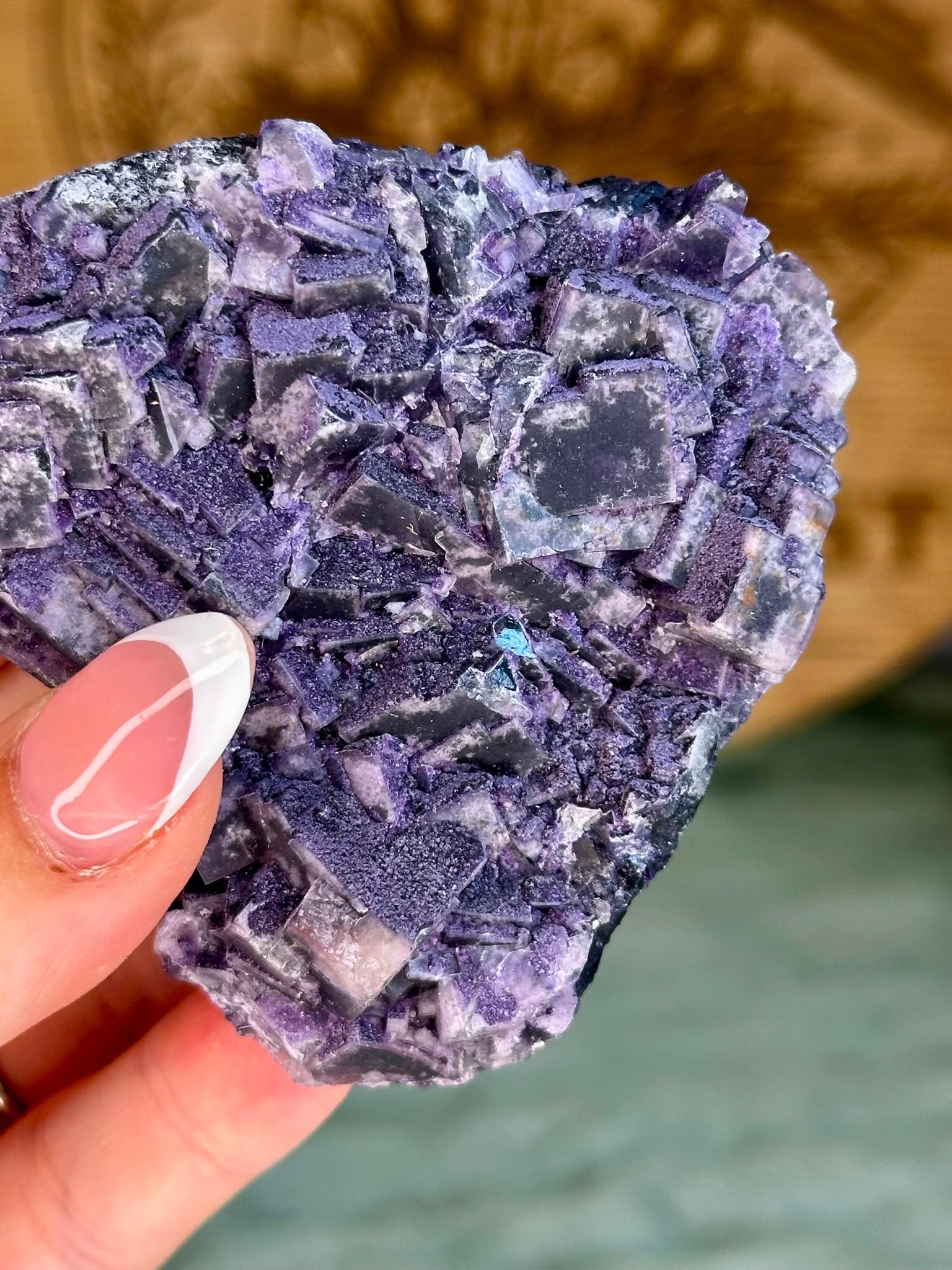 Raw Violet Cubic Fluorite Heart - Fujian