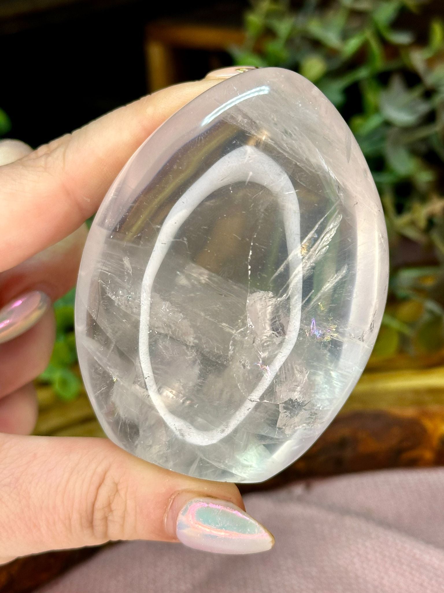 Clear Quartz Freeform with Rainbows