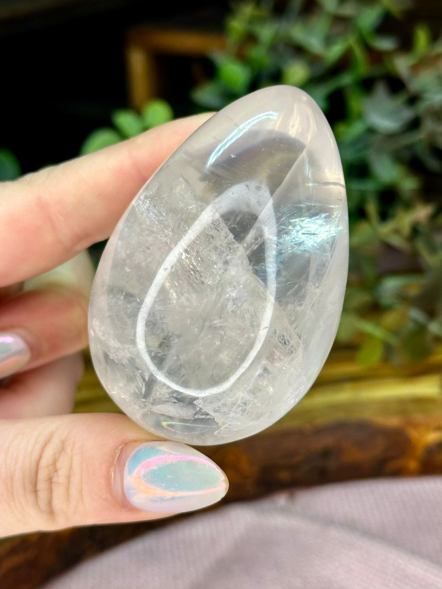 Clear Quartz Egg with Rainbows #2
