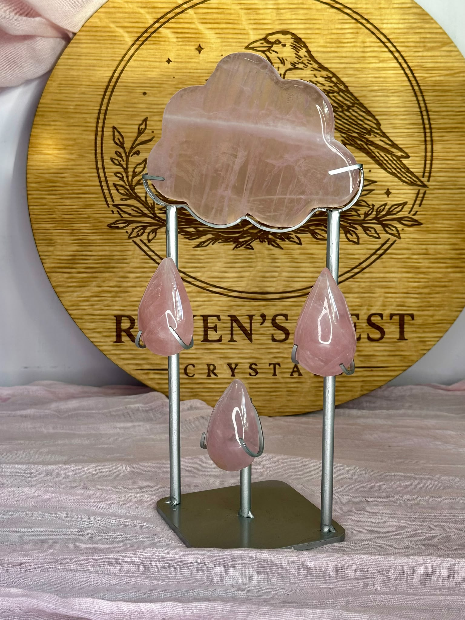 Large Rose Quartz Rain Cloud