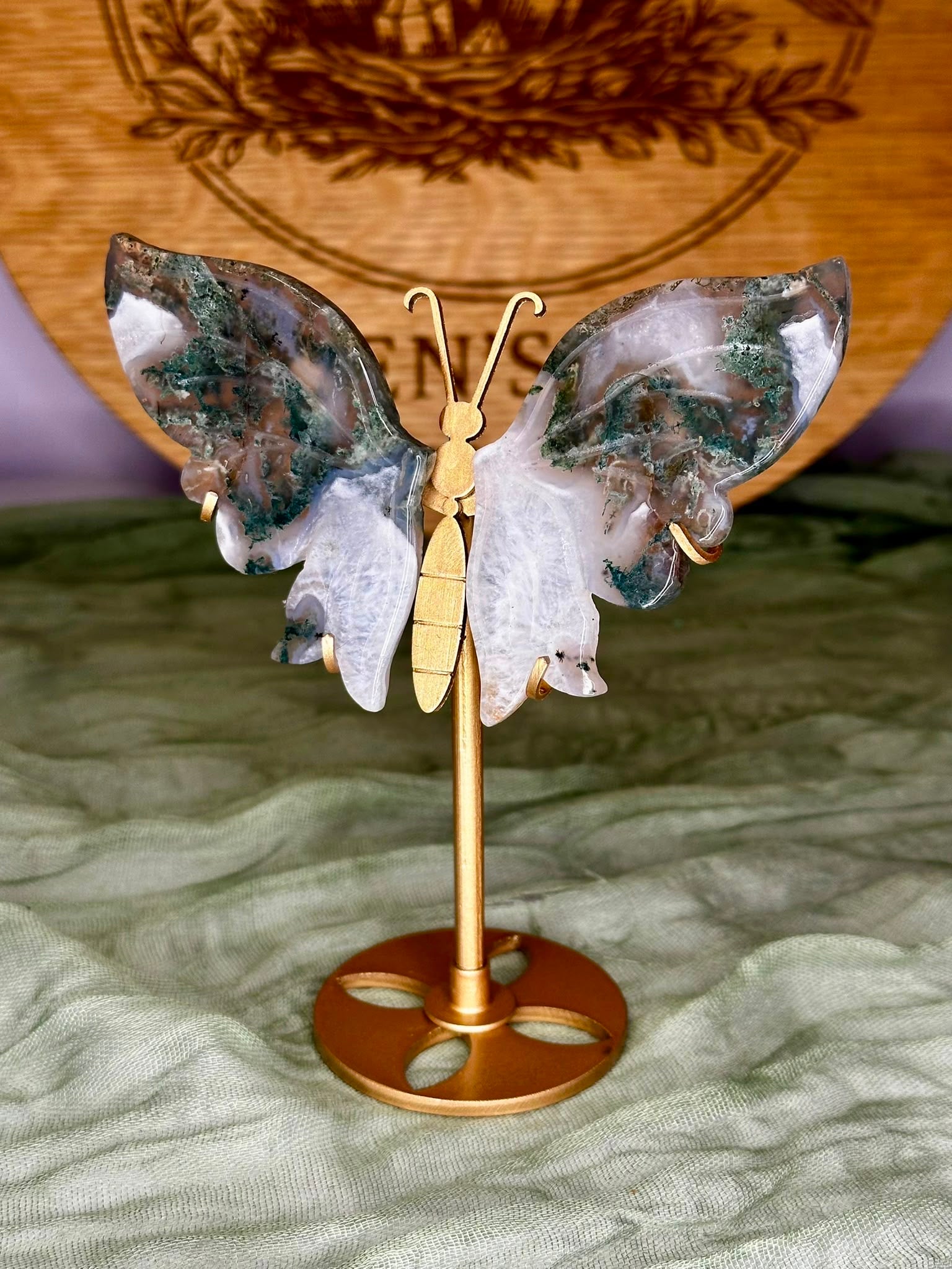 Moss Agate Butterfly Wings