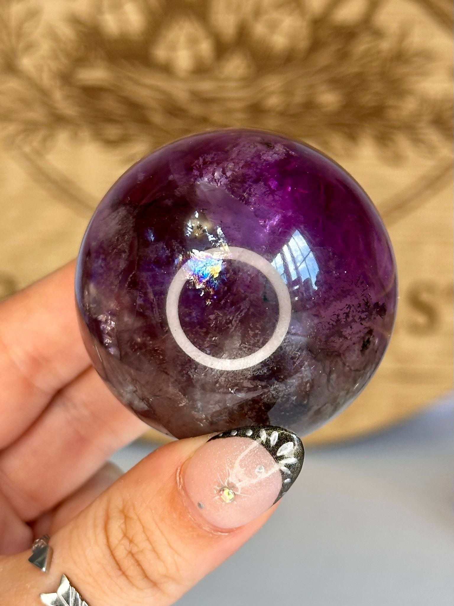 Purple Rainbow Fluorite Sphere